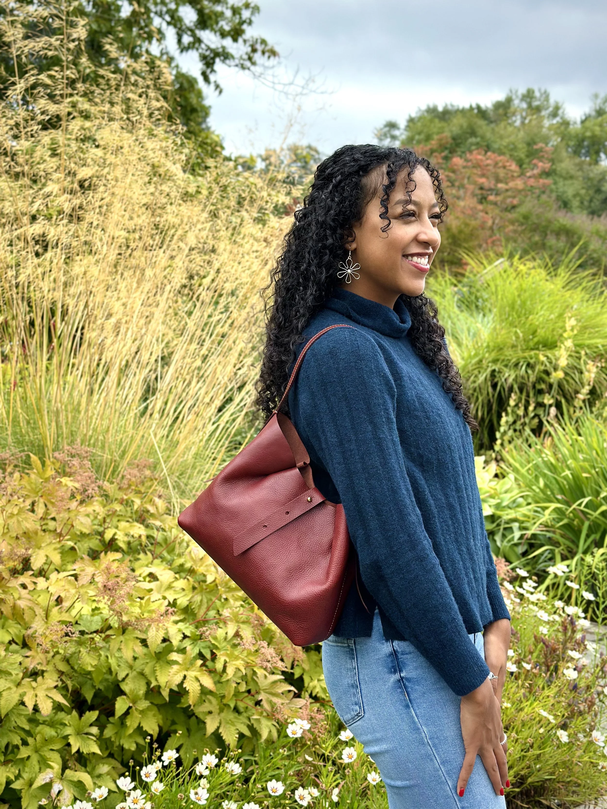 The Sweet Pleat Tote in Dark Red