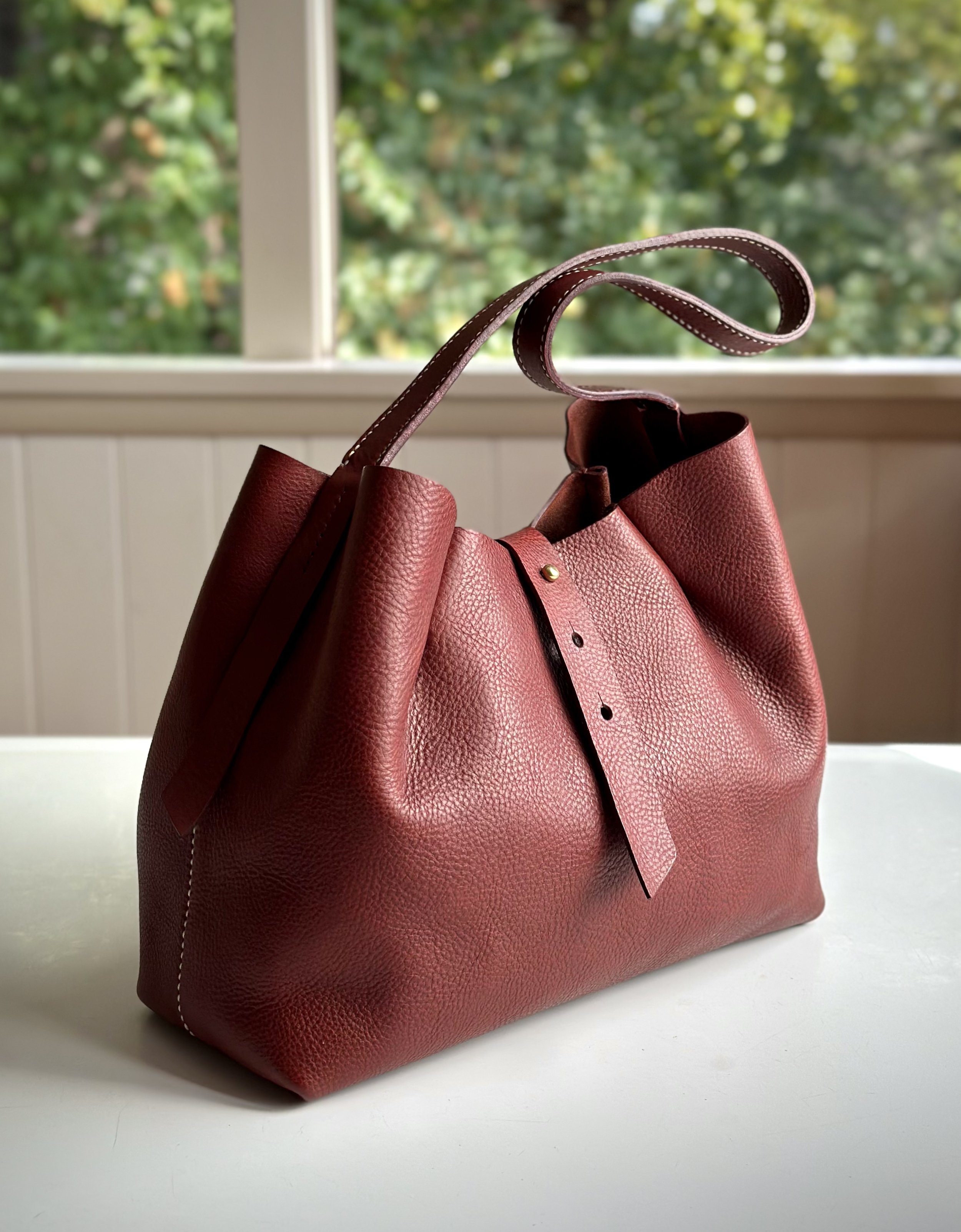 The Sweet Pleat Tote in Dark Red