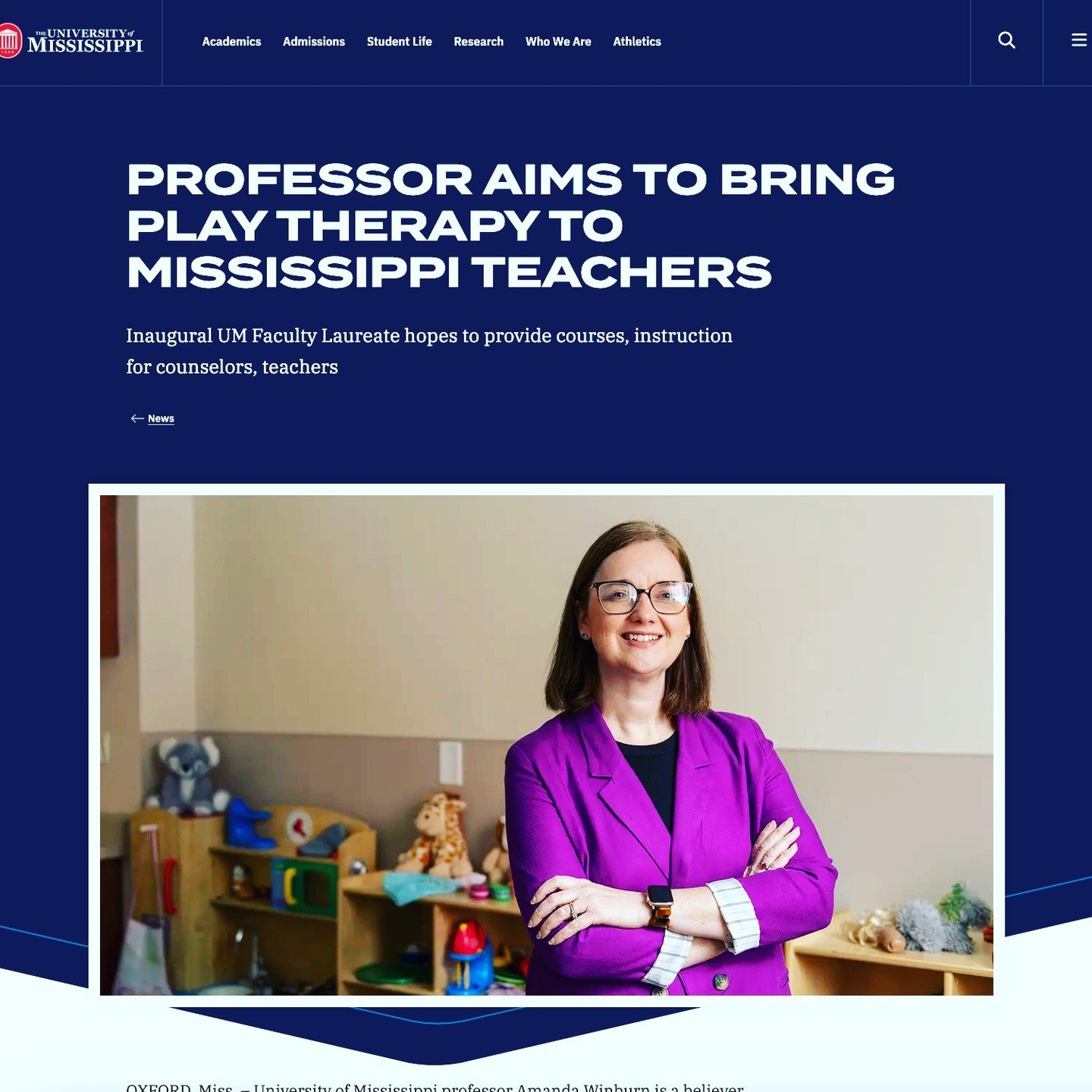 Wondering what the UM Faculty Laureates will do? Amanda Winburn plans to bring play therapy methods to Mississippi classrooms. 

See link in bio to find out more.
#facultylaureatesatum #mississippilab
@olemiss