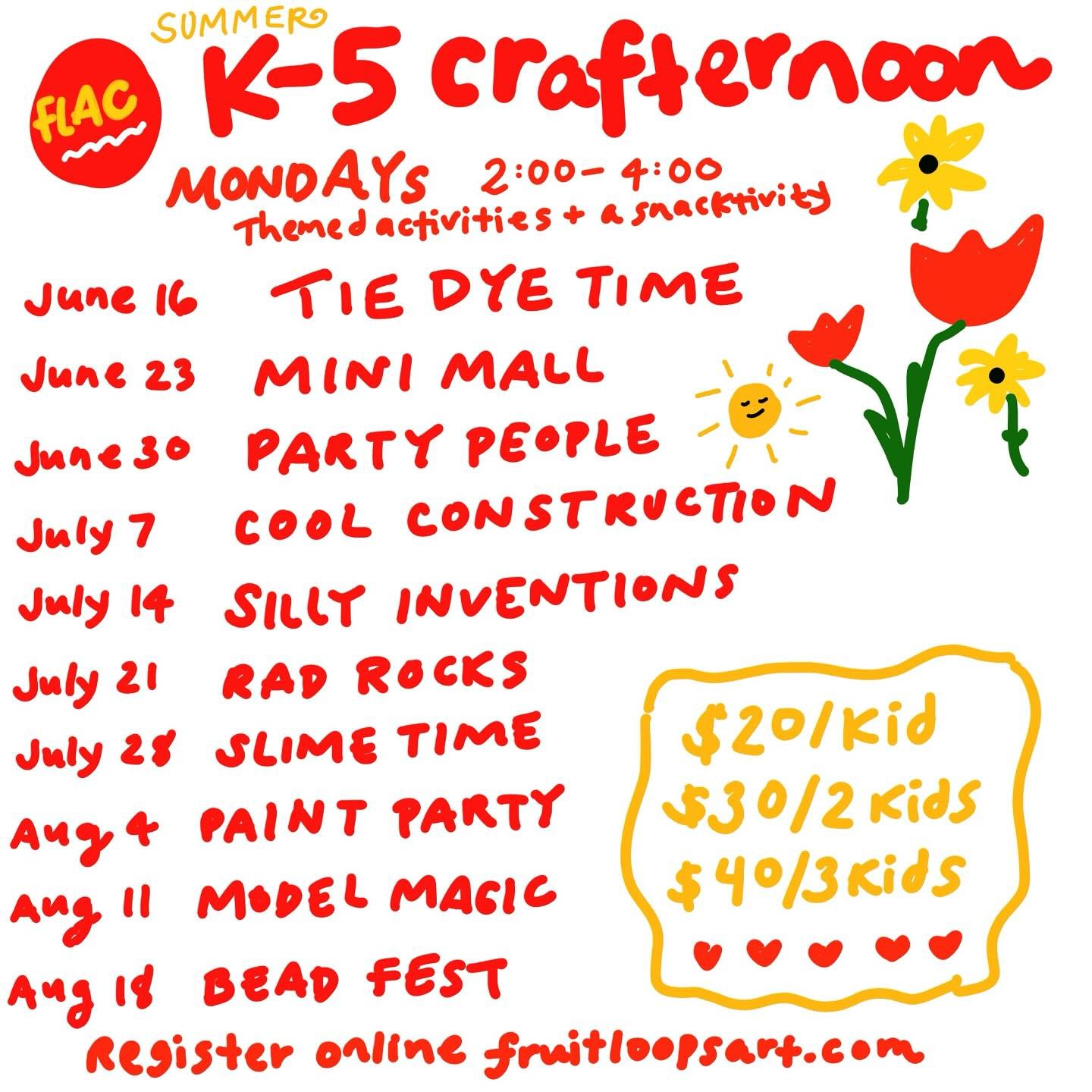 Summer time fun! We&rsquo;re excited to have this fun option for crafting and playing once a week! ❤️❤️ Mondays from 2-4 🌈🦄