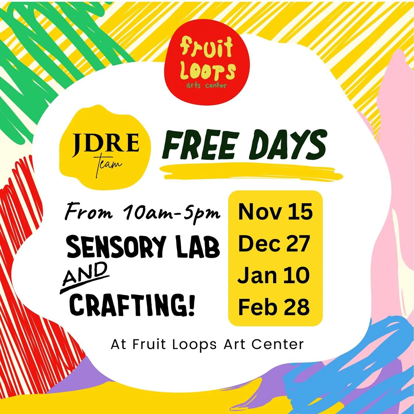 We’re back with new dates!! We love collaborating with @jdreteam for our free days. It’s so special to be open all day to all ages. Stick the dates on your calendar and come hang! ππ