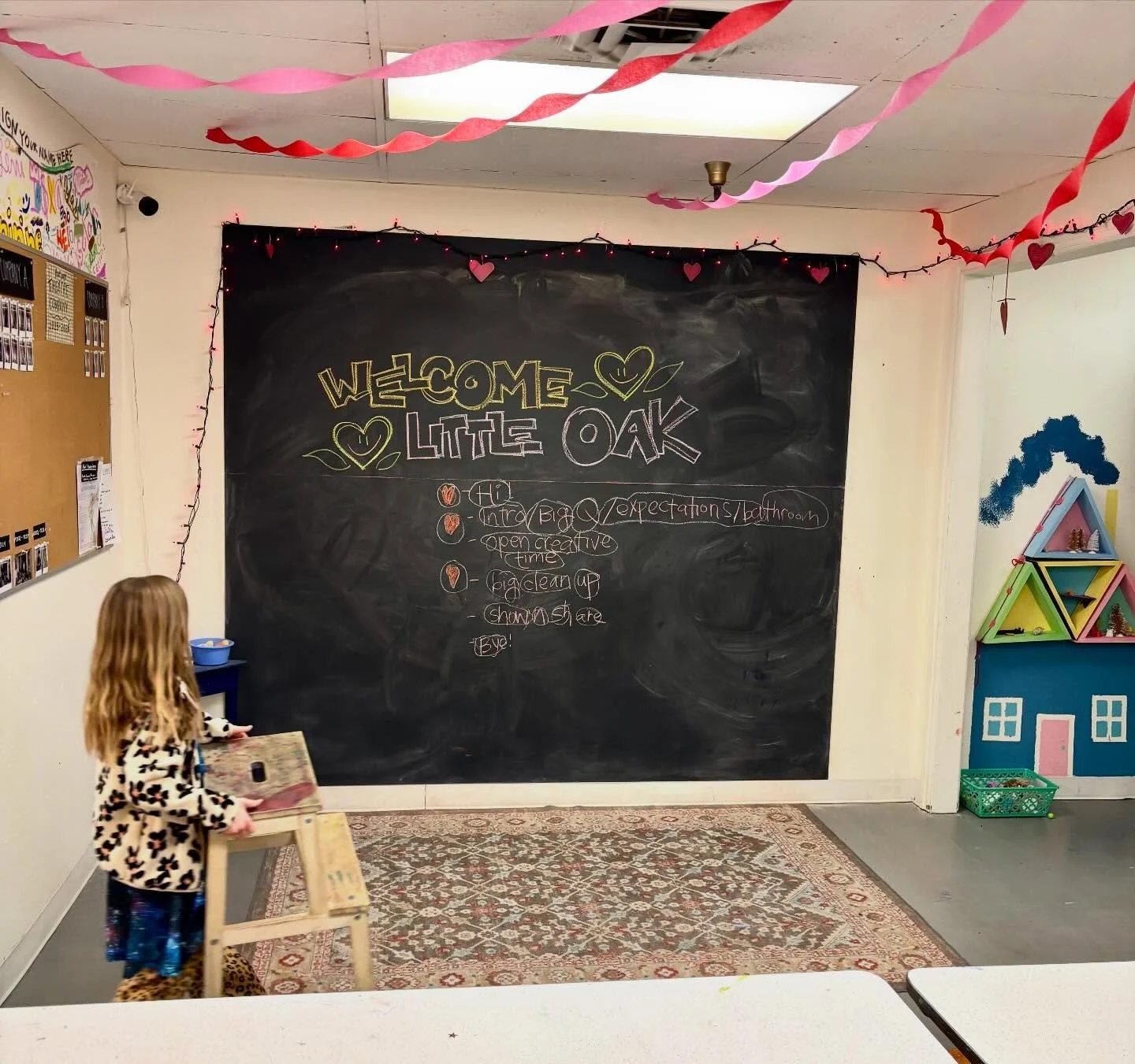 We had the cutest crew last night! While adults met somewhere else to have adult discussions without interruptions, the kids played with Mad Mattr, glued lots of things together, and made spray paint art. I heard a lot about electricity, golf courses