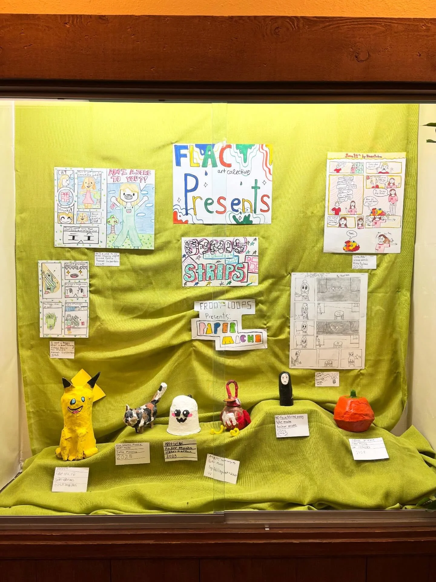 A huge congratulations to our two art collective groups for finishing their units of study! Art Collective A has been studying comics and Art Collective B, papier-mache ☺️ Not seen here are the artist shelves piled with journals and progress work. We