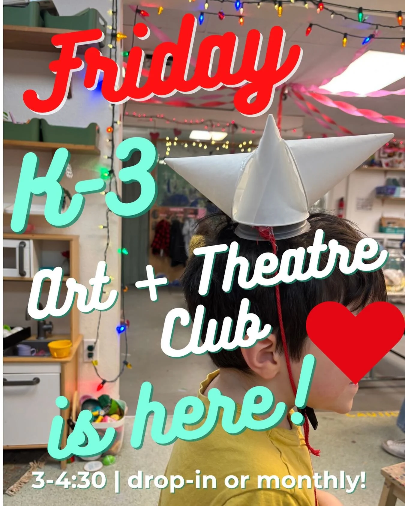 We&rsquo;re opening up our Friday afternoons for a K-3 art and theatre club starting February 6th! This combo club is full on crafting and theatre games ❤️🌈 great for the kid who loves both! You can sign up monthly or pick the dates you&rsquo;d like