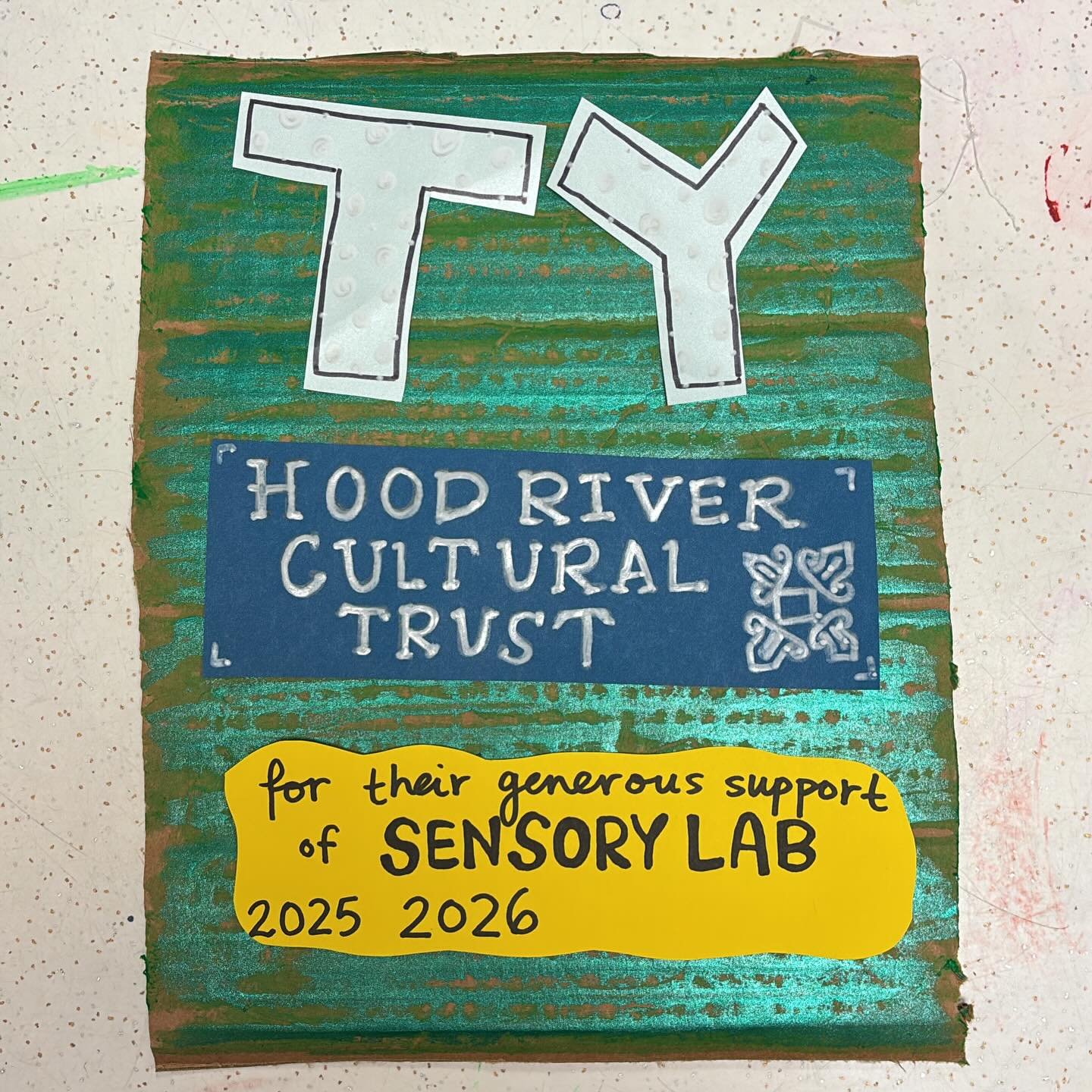 A huge thank you to Hood River Cultural Trust for supporting Sensory Lab for another year! They fund our library family passes and provide general funding to our program. We are grateful to everyone who supports sensory lab which focuses on explorati