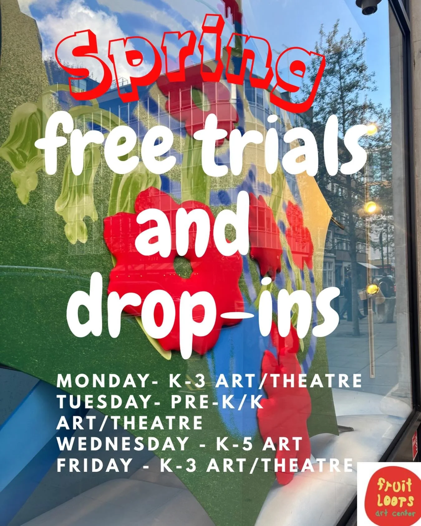 It&rsquo;s springtime when schedules shift and the weather shifts. We offer drop-ins to our after school programs (except Thursdays) and free trials for kids who haven&rsquo;t attended fruit loops! Sign up for the dates you want for the next two mont