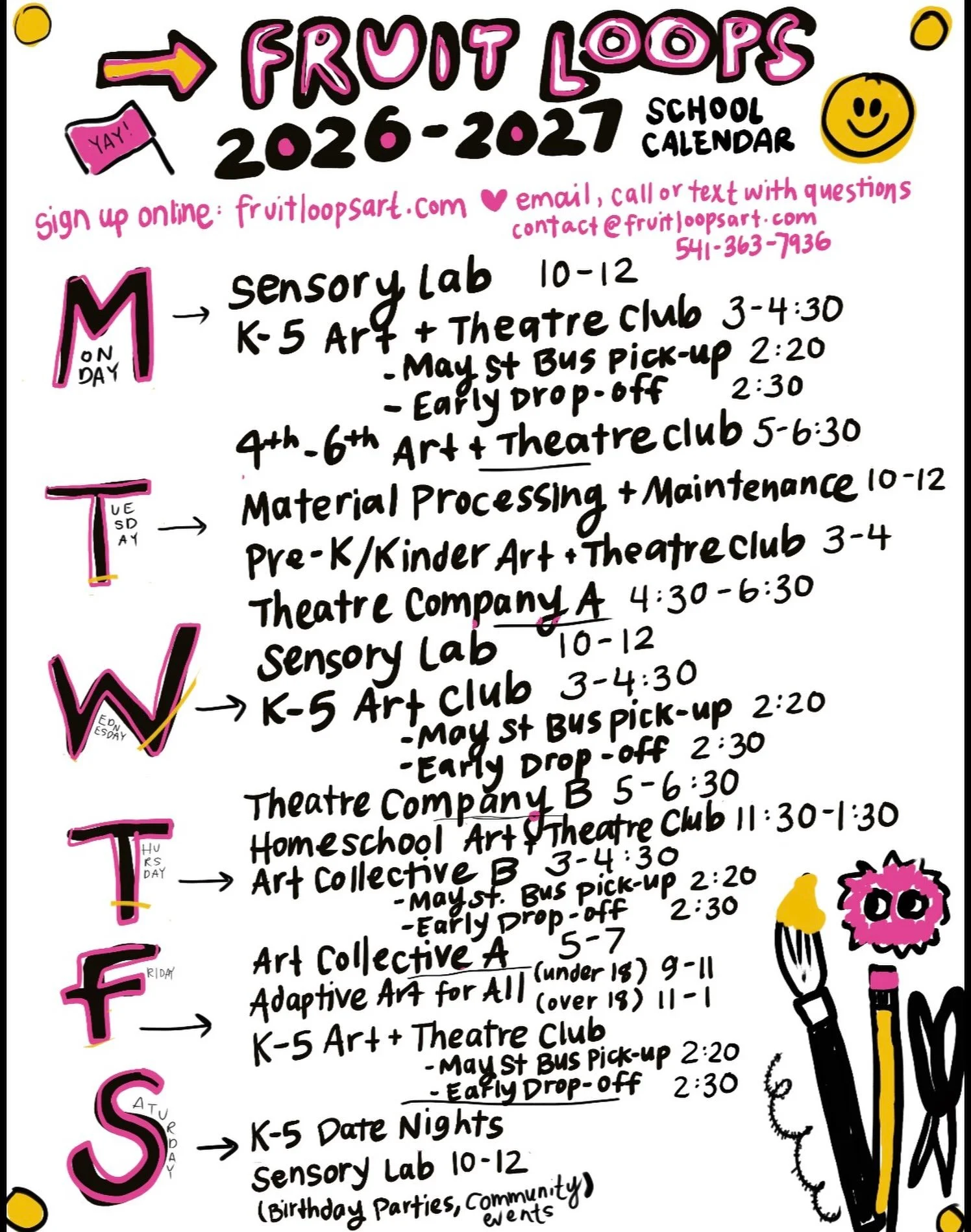 It looks like a lot because it is a lot! Hand drawn on an iPad and dreamed up crazy crafters and performers. We are so excited about the upcoming school year! I&rsquo;ll keep this post pinned so you can refer back to it if you&rsquo;re looking for a 