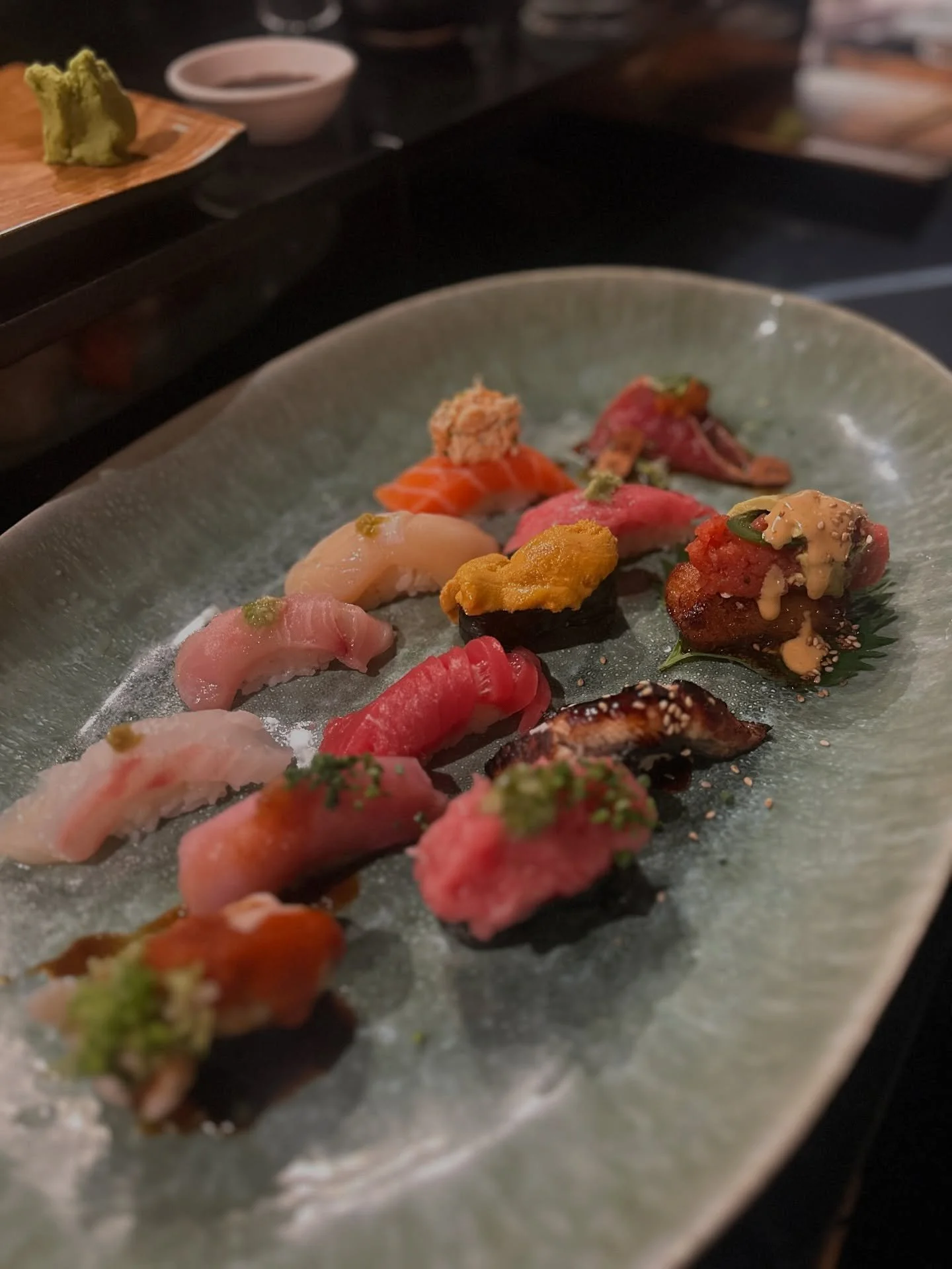 Table for you &amp; your sushi cravings? We&rsquo;ve got it ready! 🥢🍣
&bull;
&bull;
&bull;
#salmonsushi #tunasushi #sushi #delicious #deliciousfood #sushilovers #sashimi #sashimilover #sushibar #freshsushi #redgingersushi #woodlandhillsca #seafood 