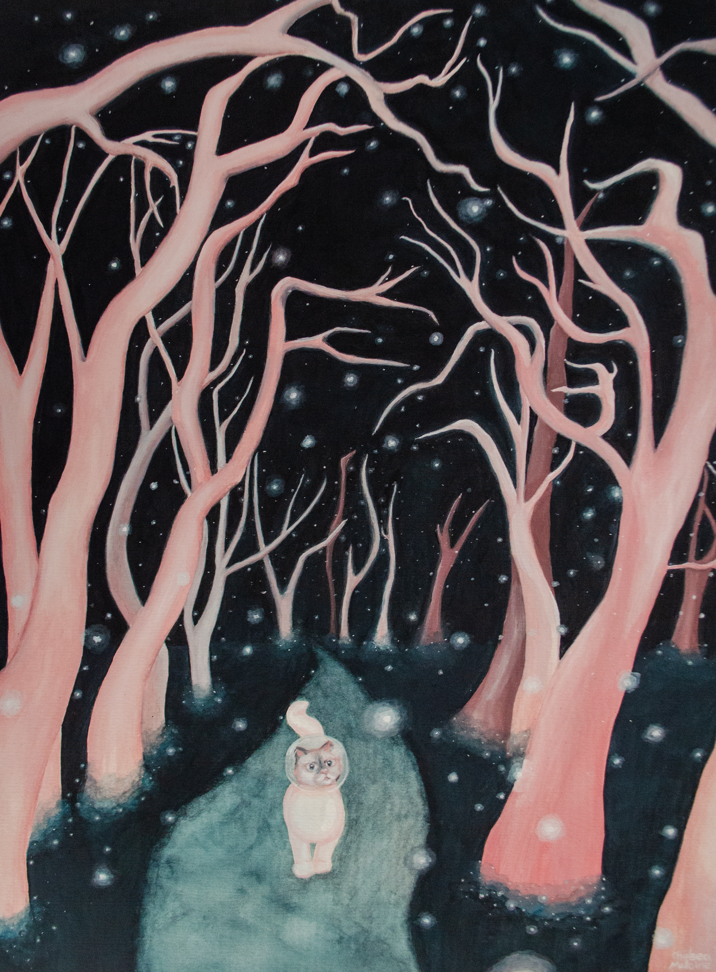 Cat-stronaut #2: Gouache