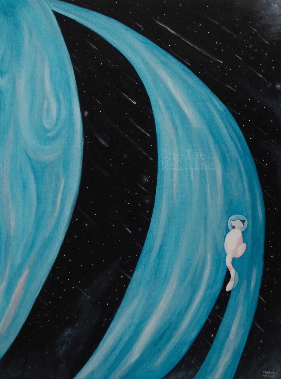 Cat-stronaut #1: Gouache