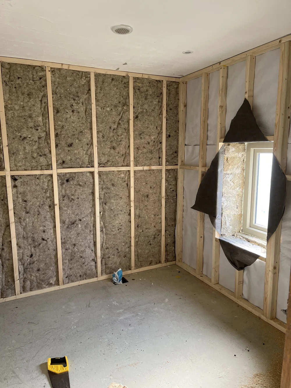 Thermafleece sheepswool insulation in place