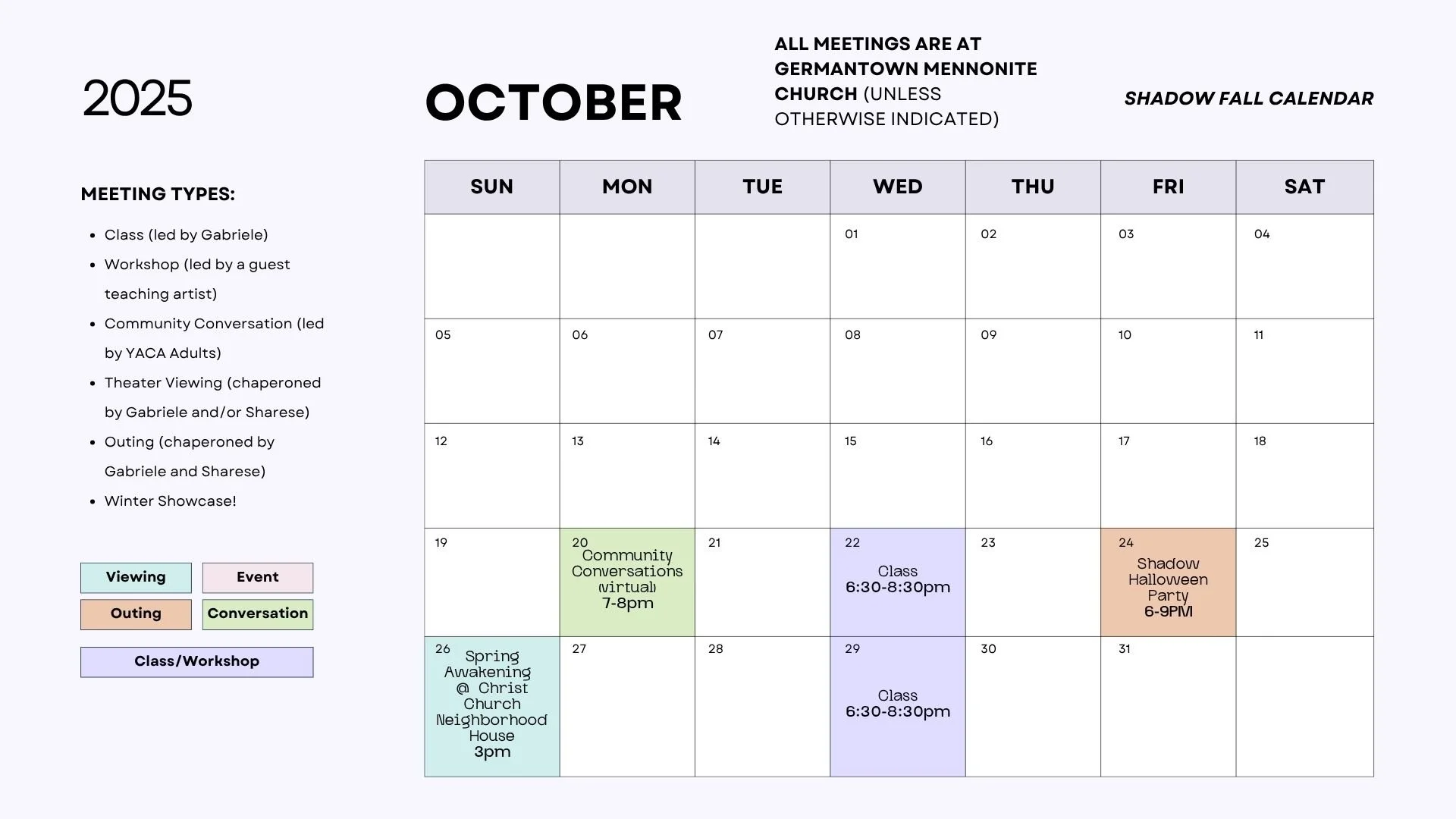 Shadow Company Calendar - October
