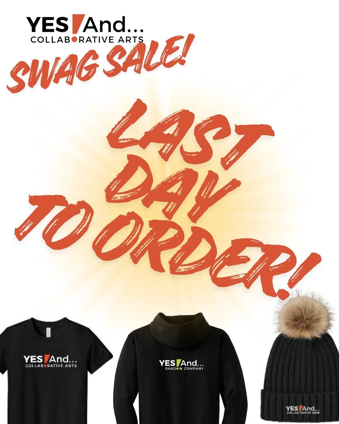Today is the LAST DAY to order your Yes! And... Swag! 

ALL orders must be placed by 11:59pm. No late orders will be accepted! 

Don't miss your chance - order NOW through the link in our bio!