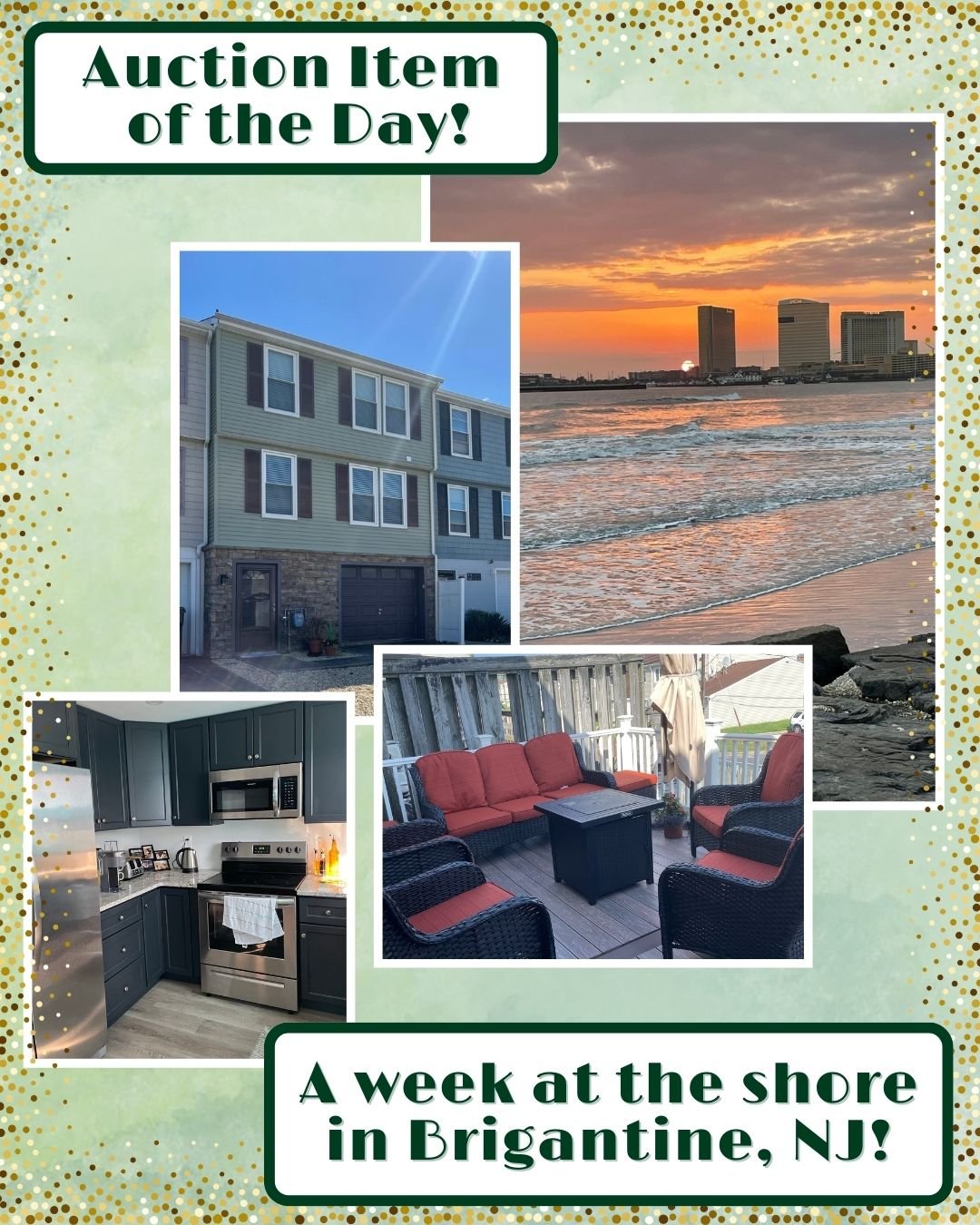 Are you already dreaming of warmer days?! Then check out this #AuctionItemoftheDay: A week at the shore in Brigantine, NJ! 

Enjoy this 3-bedroom house that is close to the drive on beach (4x4 permit required) and a short ride to any other beach. Lea