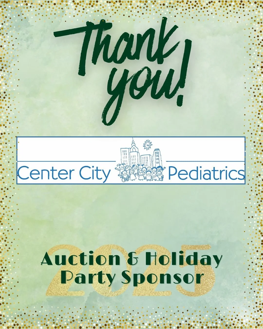 Today we're sending a big THANK YOU to our Auction Partner Sponsor: @centercitypediatrics! Thank you for supporting our scholarship fund as a sponsor for the 2025 Auction + Holiday Party! 

Do you have or know of a business that would like to sponsor