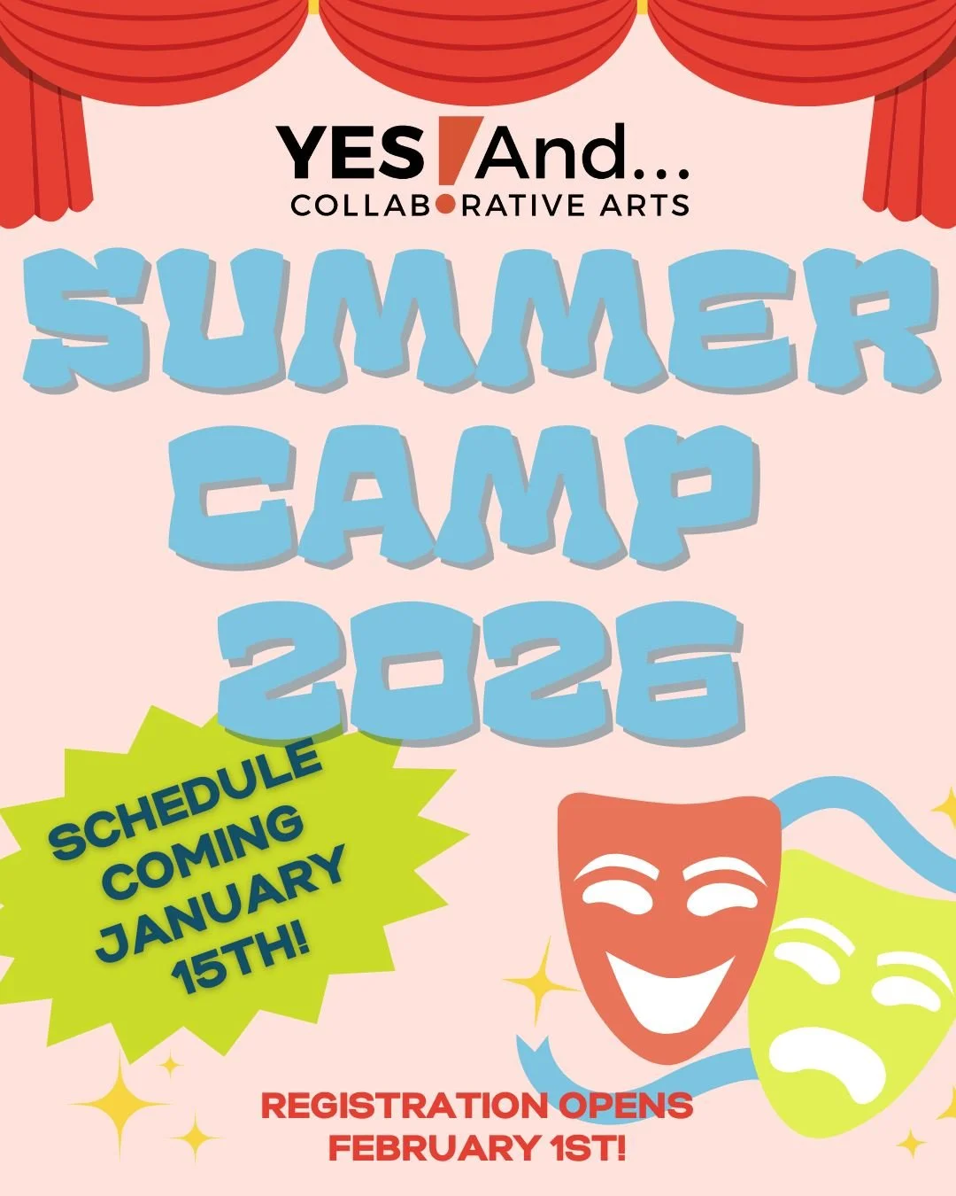 That bright sunshine has us yearning for summer! We're deep in summer planning and will release our schedule in 1 week on Thursday January 15th! 

Registration will open on Sunday February 1st at noon, so set your calendar reminder!  If you haven't s