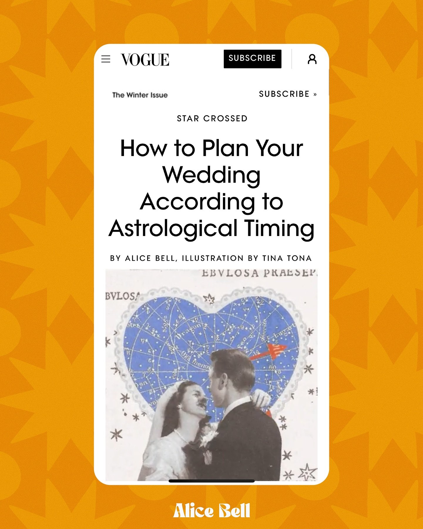 New article out now for @voguemagazine about how knowing my astrological timing for relationships helped give me peace of mind when I was dating, and also some tips on what to take note of when using astrology to plan your wedding date! Link to read 