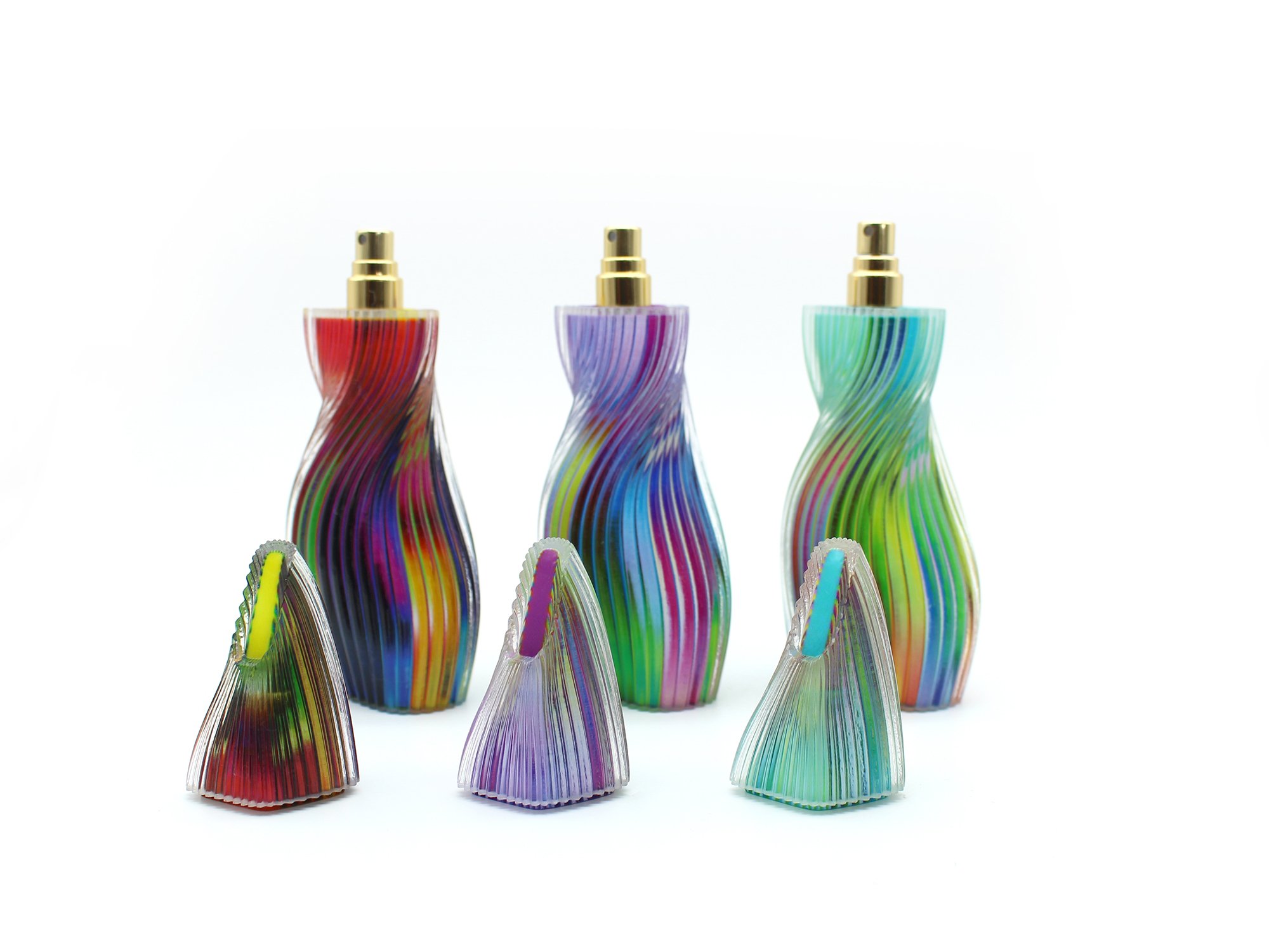 3D Printed Lenticular Perfume Bottle, Design by ILLUSORY MATERIAL as pert of Stratasys Reflection Collection