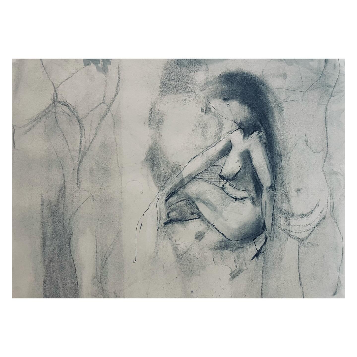 A few from week 1. Charcoal, chalk, cloth. Erasing and rotating our drawings, short and intense poses. Each line fades into the paper providing a record of our journey. Chunks of willow charcoal provide the perfect flexible drawing buddy. #lifedrawin