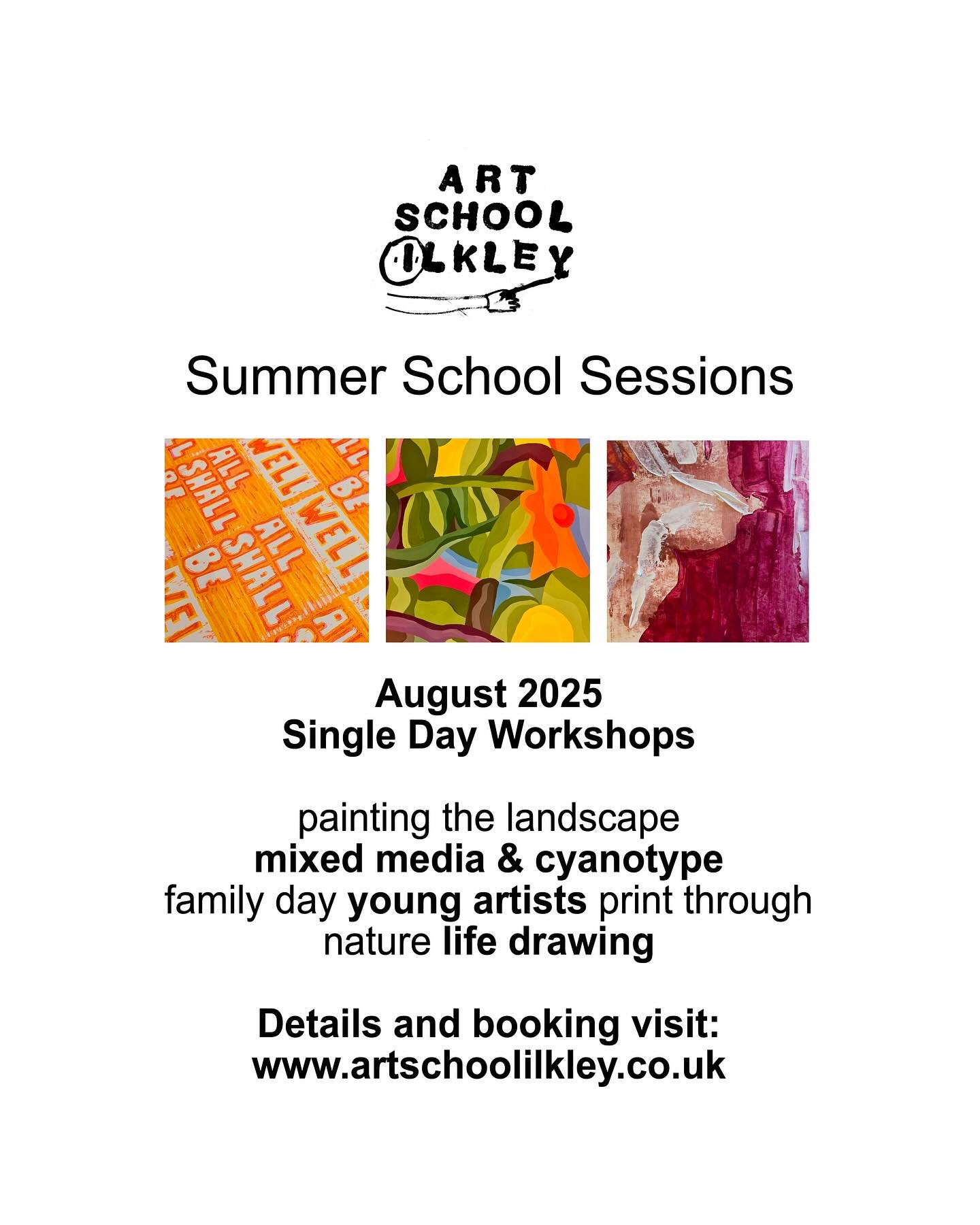 Our summer single day workshops are now available to book. All held in the @ilkleyarts studio in @ilkleymanorhouse courtyard. DM if you have any questions and we will do our best to help #summerschool #ilkleysummer #summerartclasses #ilkley #ilkleyar
