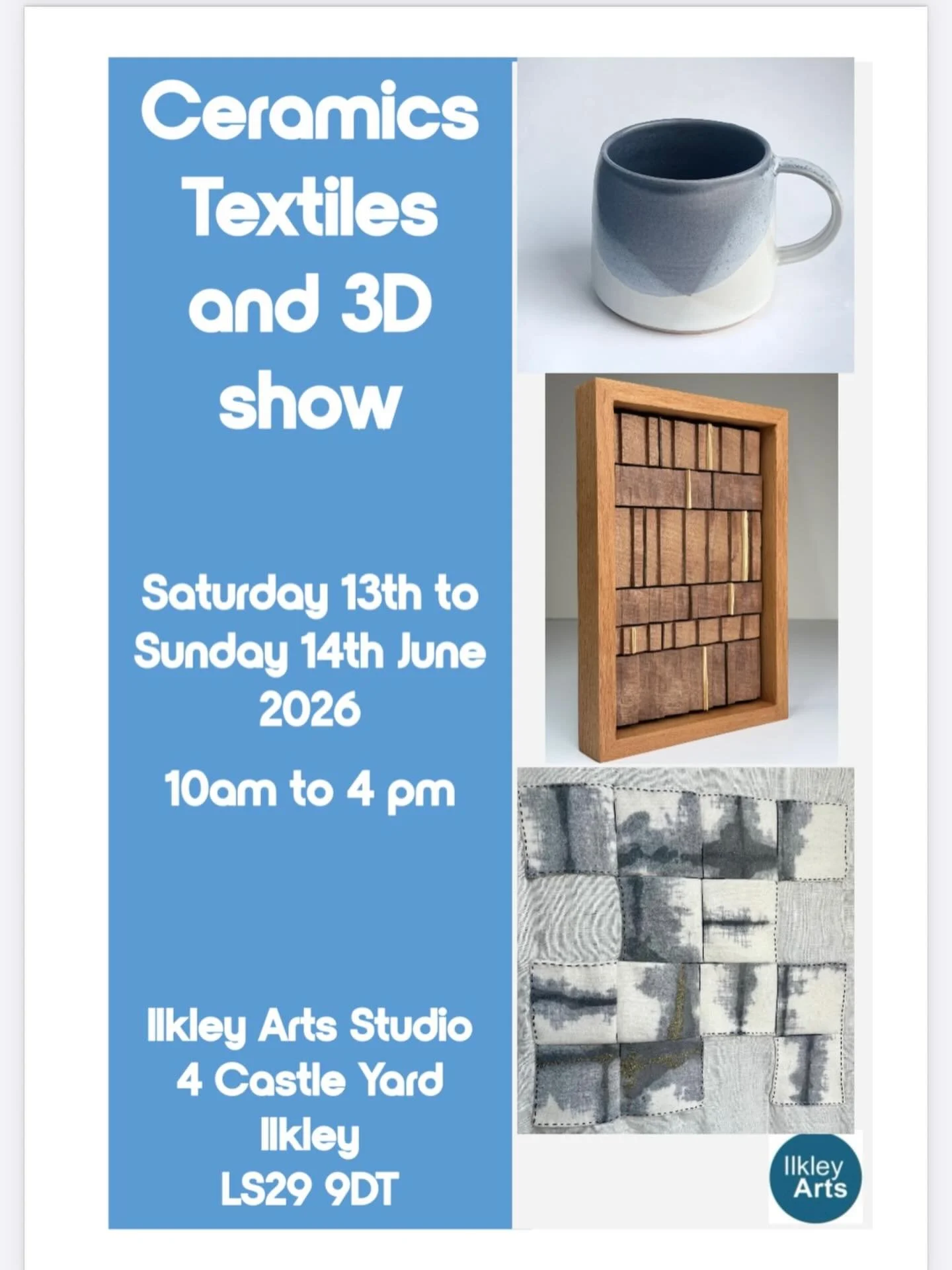 Looking forward to showing some of my latest work in this @ilkleyarts show next weekend- 13th &amp;14th June in our studio space. 10am to 4pm each day. Lovely work from 15 Yorkshire based artists who work in Ceramics, 3D and Textiles @hagardinerpotte