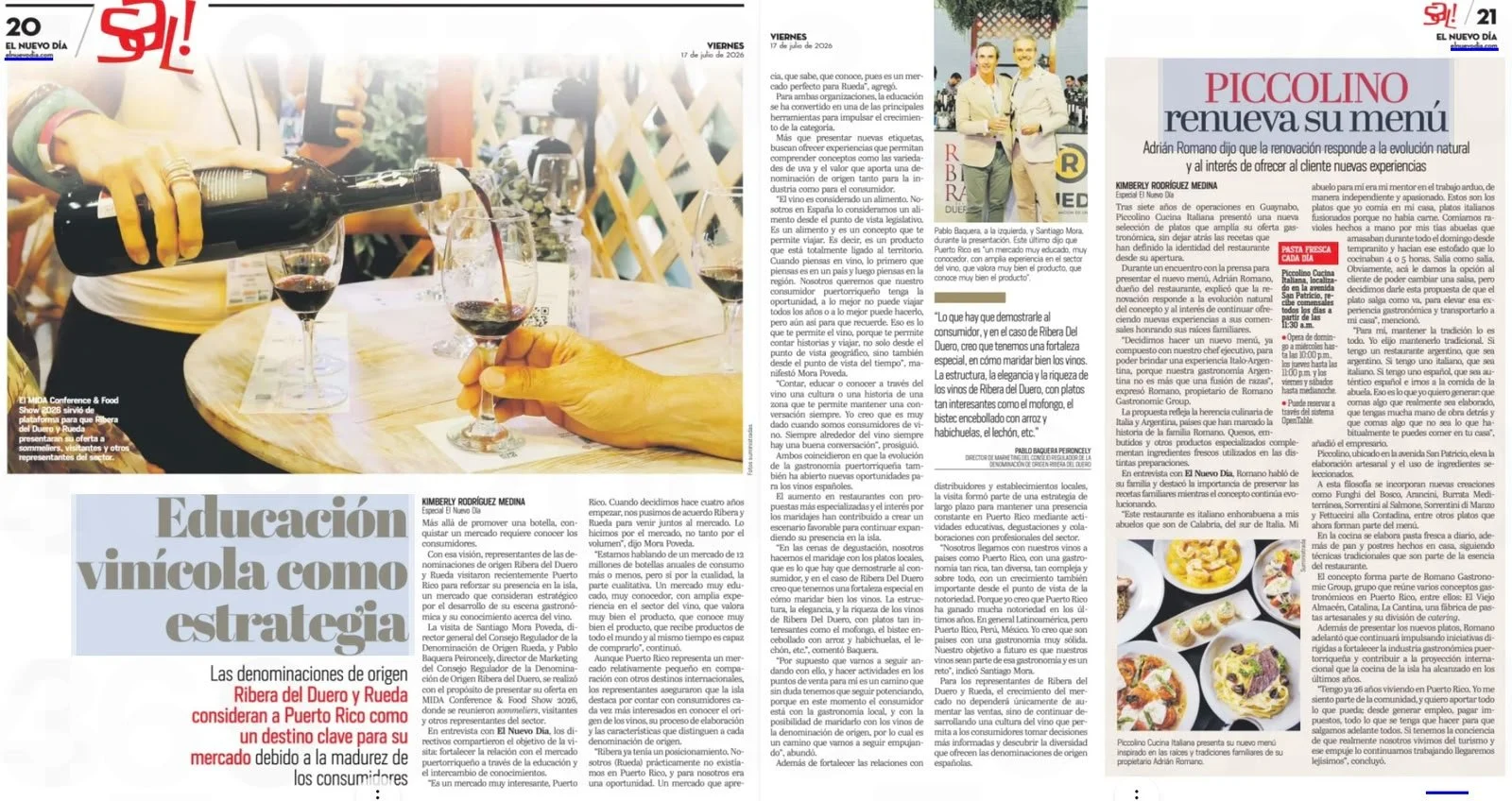Educación Vinícola como Estrategia: Las denominaciones de origen Ribera del Duero y Rueda consideran a Puerto Rico como un destino clave para su mercado debido a la madurez de los consumidores