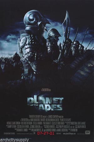 Planet of the Apes poster with apes wearing warrior gear