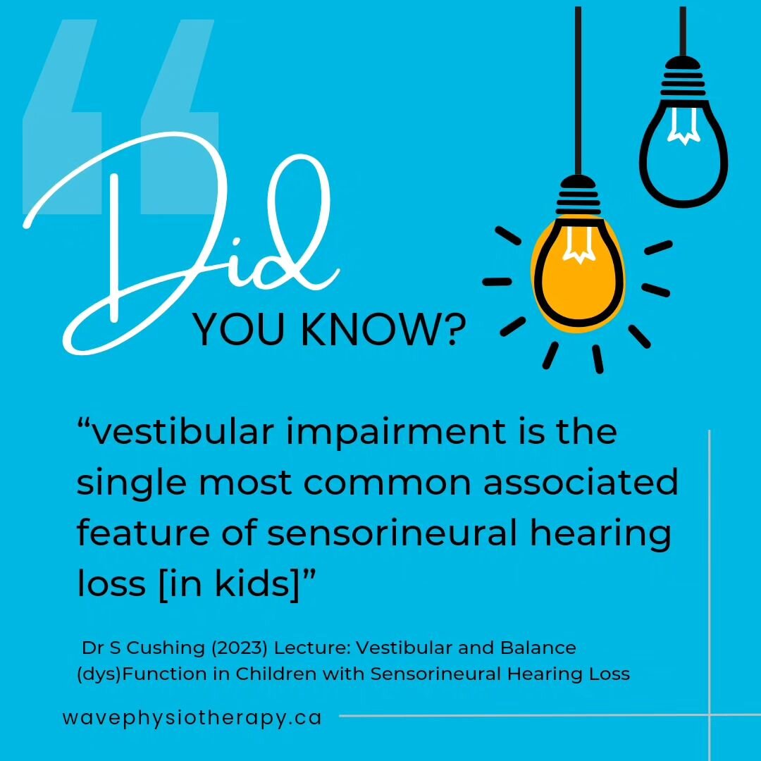 In a 2013 study by Cushing et al., 153 children with profound sensorineural hearing loss (SNHL) were tested for vestibular impairment.&nbsp;

☑️ Vestibular dysfunction was identified in half of all children tested&nbsp;

☑️ Severe impairment (severe 