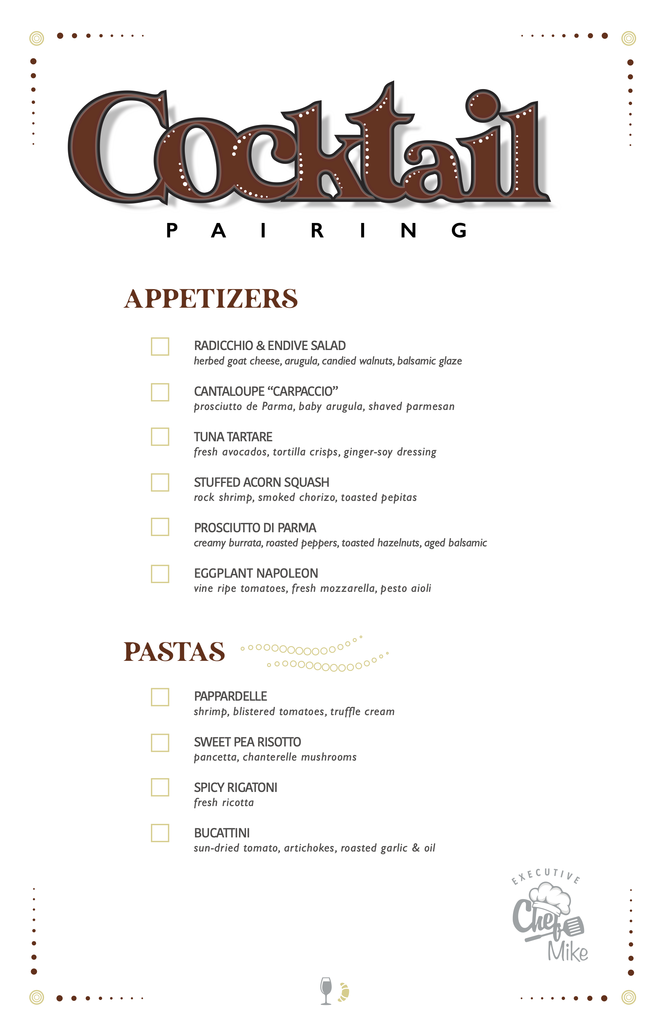 Cocktail Pairing Menu