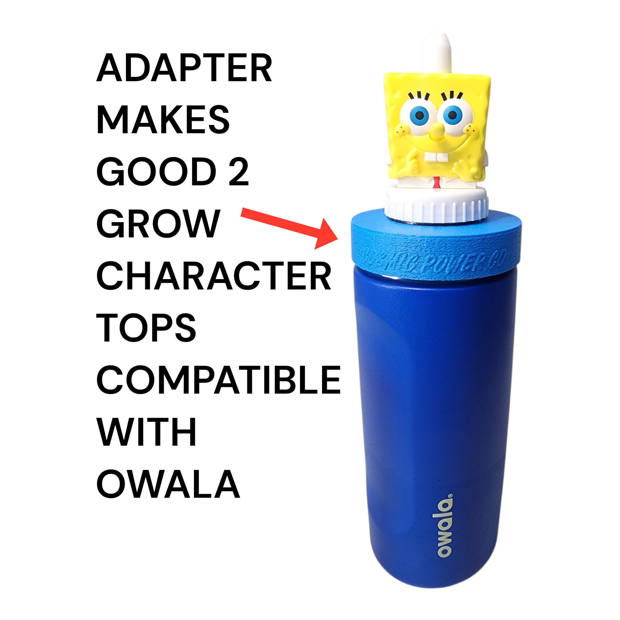 Universal Character Drink Top Adapter – Compatible with Owala Kids FreeSip 16oz Bottles