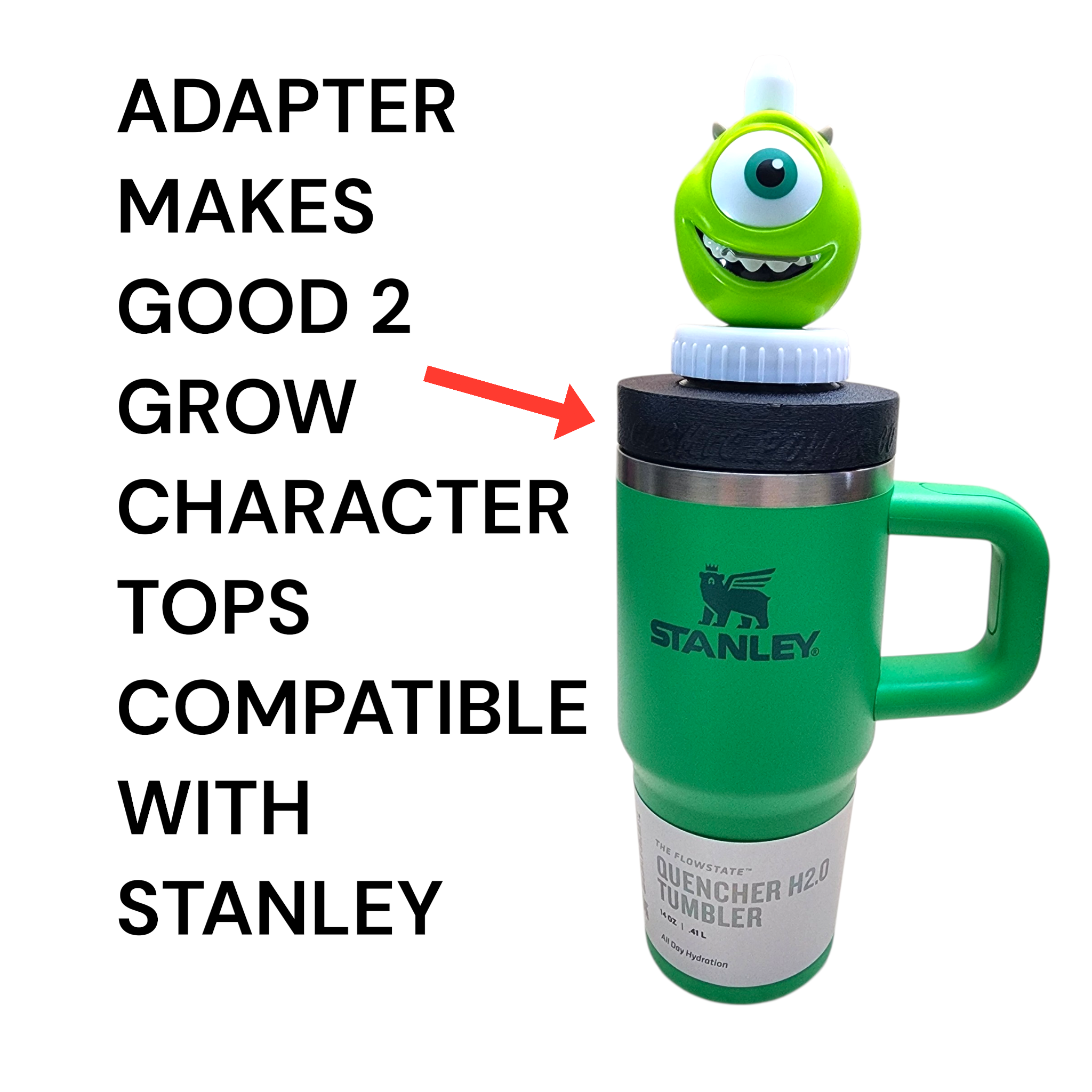 Universal Character Drink Top Adapter – Compatible with Stanley Quencher H2.0 Tumbler with Handle and Straw 14 oz