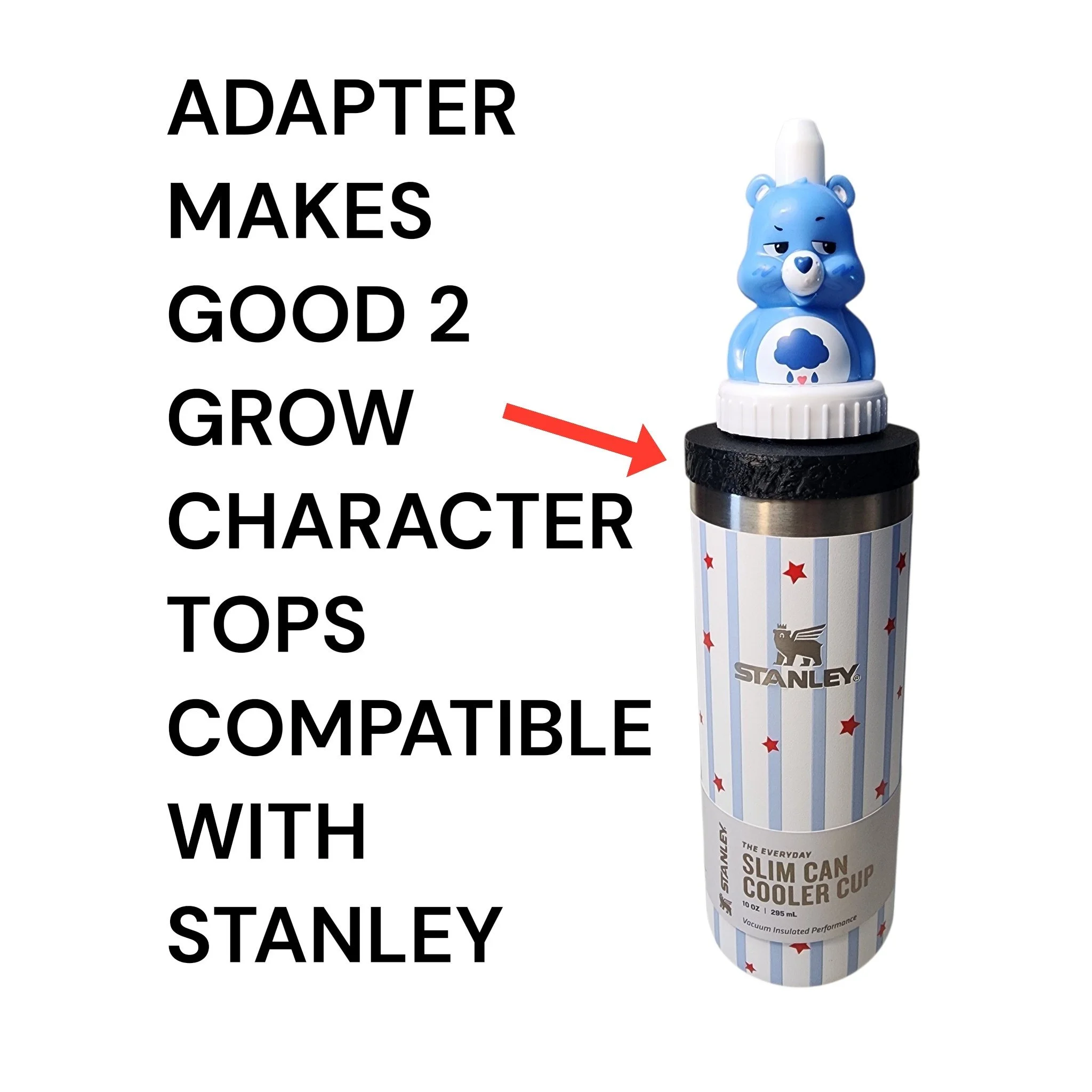 Universal Character Drink Top Adapter – Compatible with Stanley Slim Can Cooler Cup 10oz