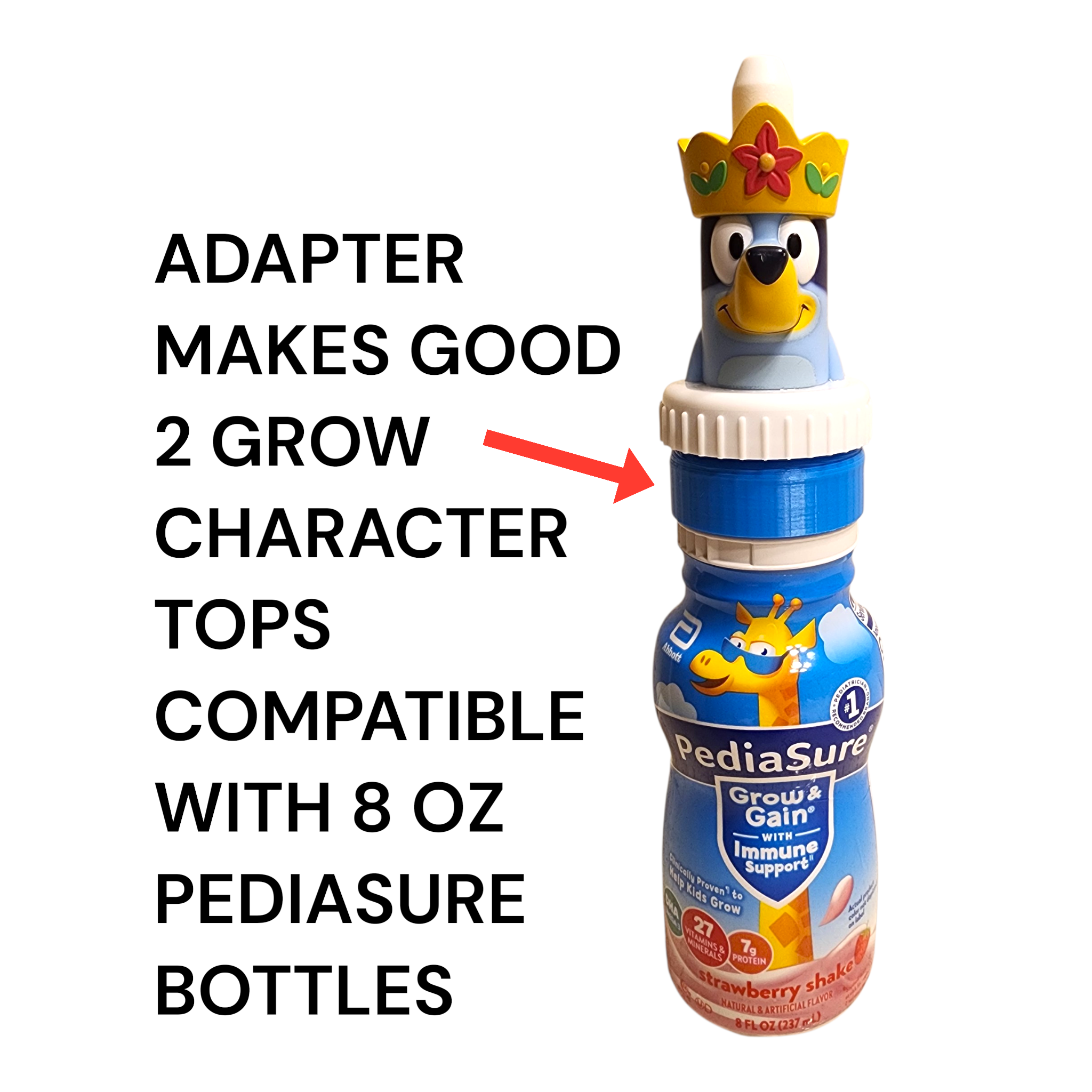Universal Character Drink Top Adapter – Compatible with Pediasure 8 oz Bottles