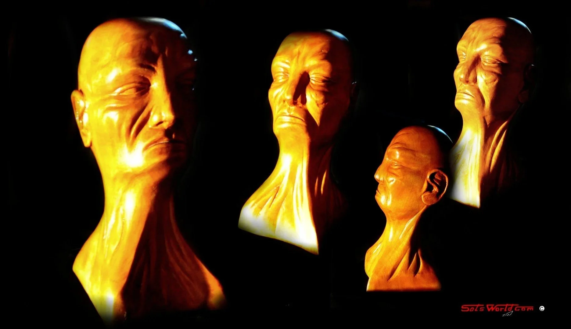                                 Just heads. hand made carved from a singel block of north American BASS wood 4 by 4 by 10 inches tall 
