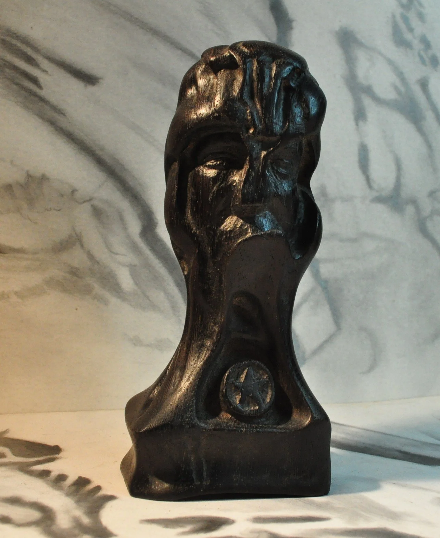just head carved from BLACK PALM  from Southeast Asia 2 by 2 by 6 hand rubbed finishe