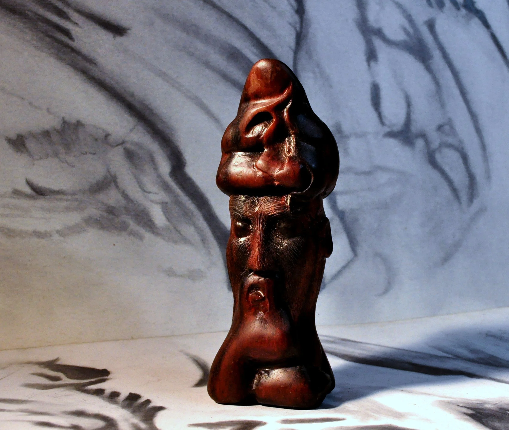 just head carved from GONCALO ALIVES central and south American 2 by 2 by 6 hand rubbed finishe