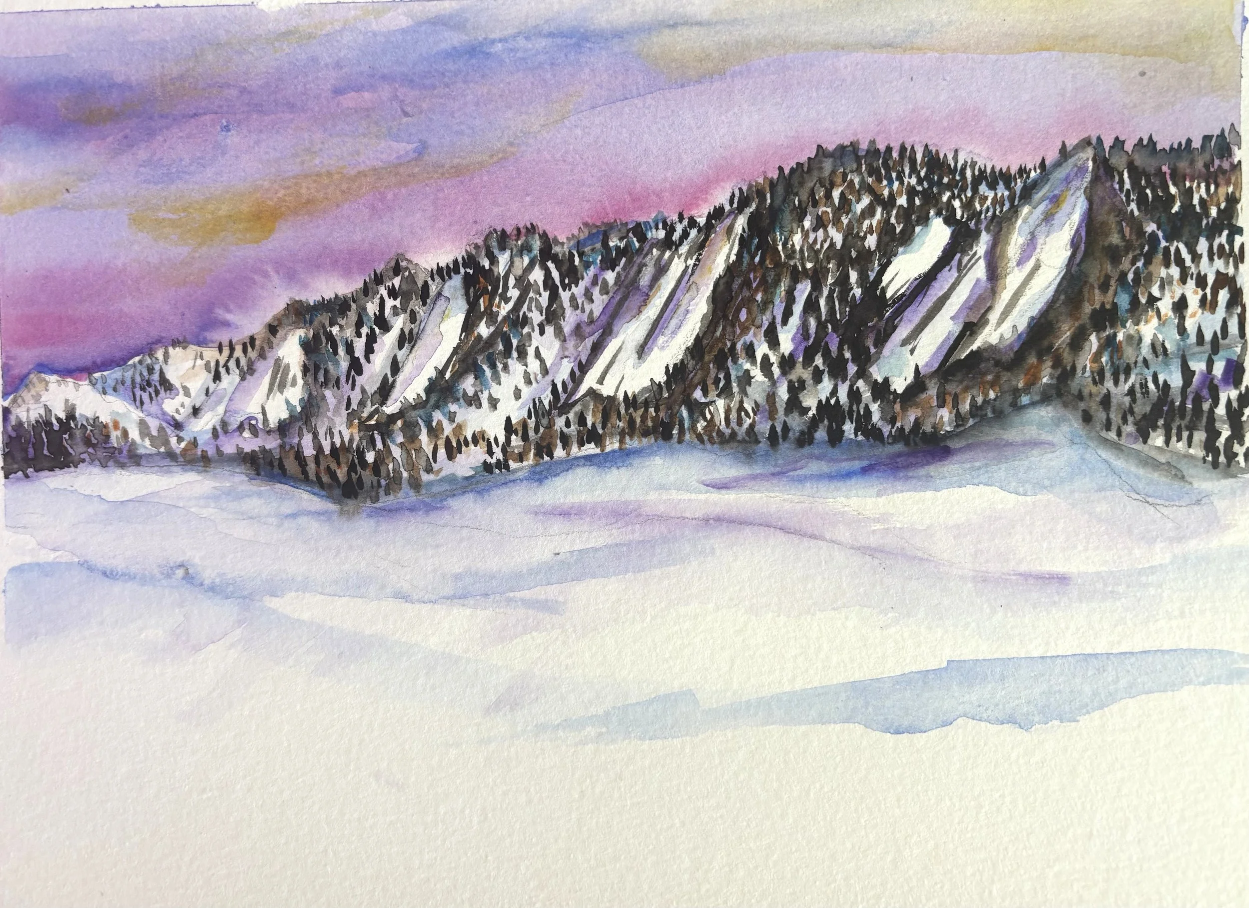 Flatirons Front Range Watercolor