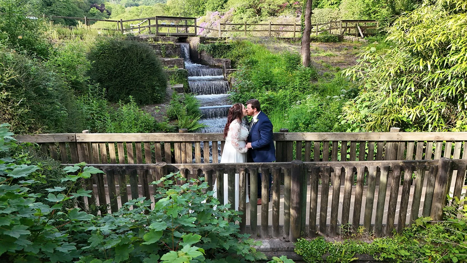 Drone photography of bride and groom at The Orangery