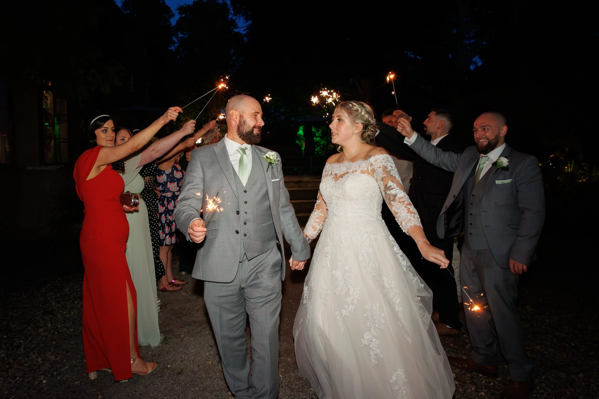 Sparklers at Fairyhill Swansea Wedding Photography by Andrew L Price Photography