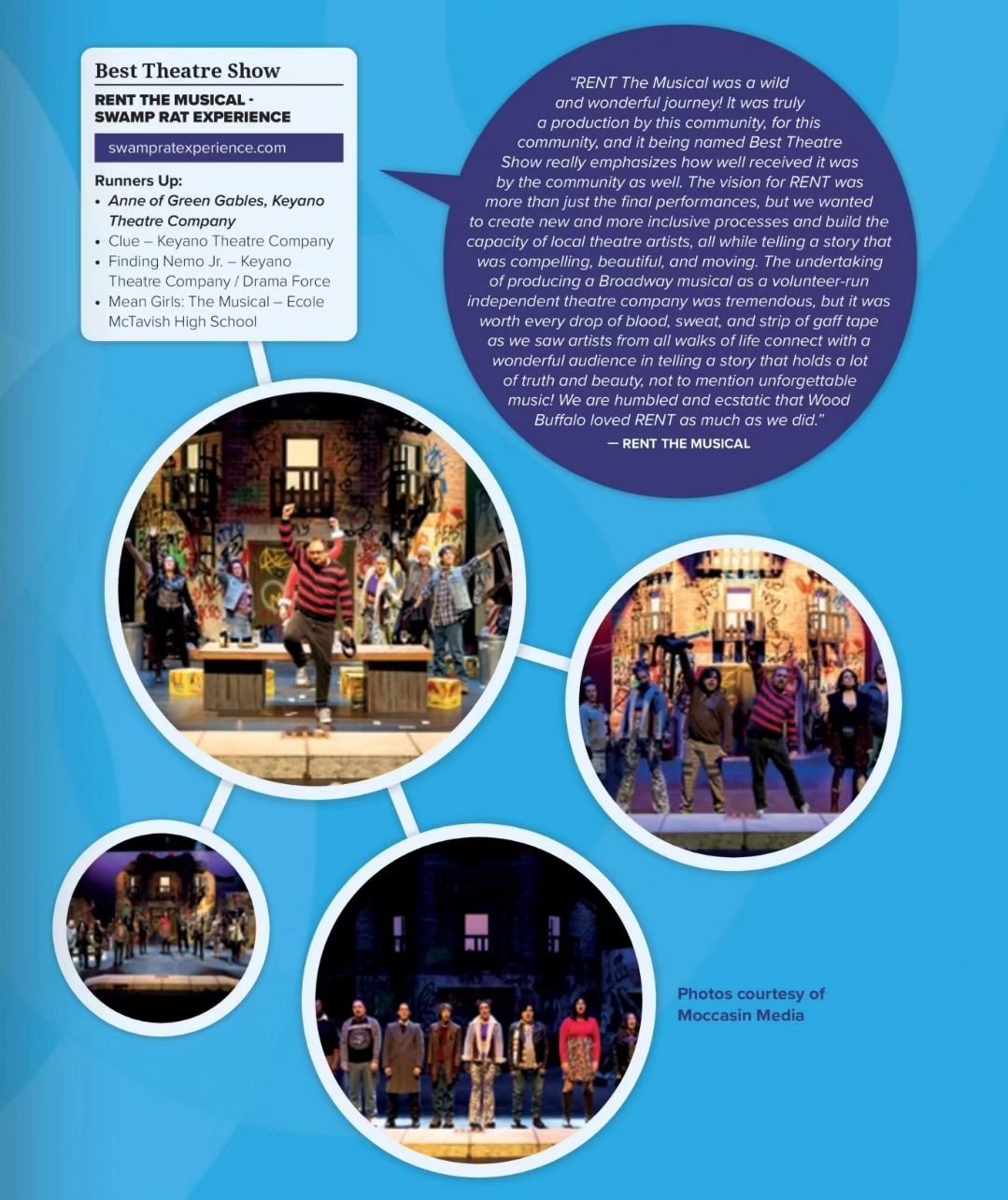 &quot;RENT was truly a production by this community, for this community, and being named Best Theatre Show really emphasizes how well received it was by the community. [...] We saw artists from all walks of life connect with a wonderful audience in t