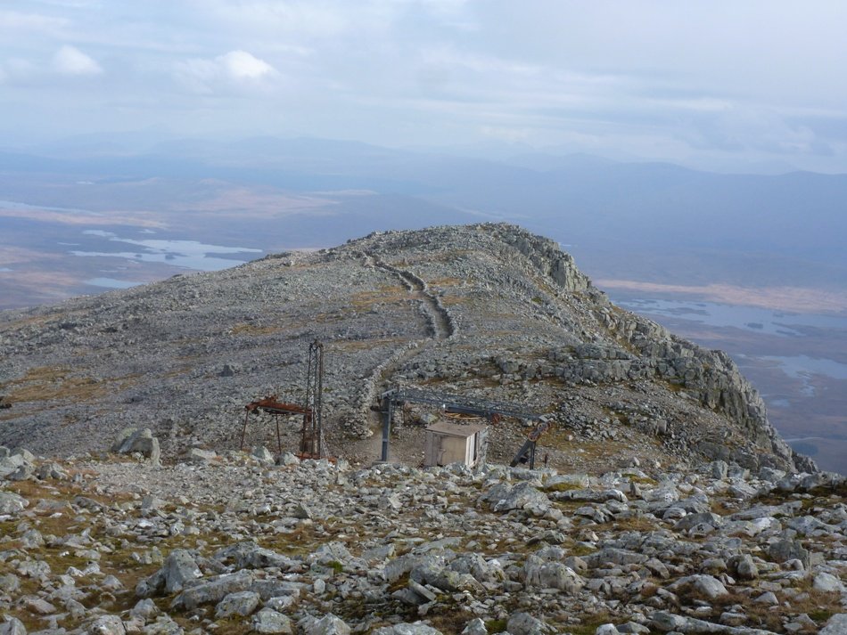 Meall Bhuide, Blackmount - these may well be the highest stone walls in the UK, at 3500ft on Meall Bhuide, Blackmount, Scottish Highlands. Admittedly they are not brilliant walls, but they're only used to herd skiers around the pistes (Frank Broughto
