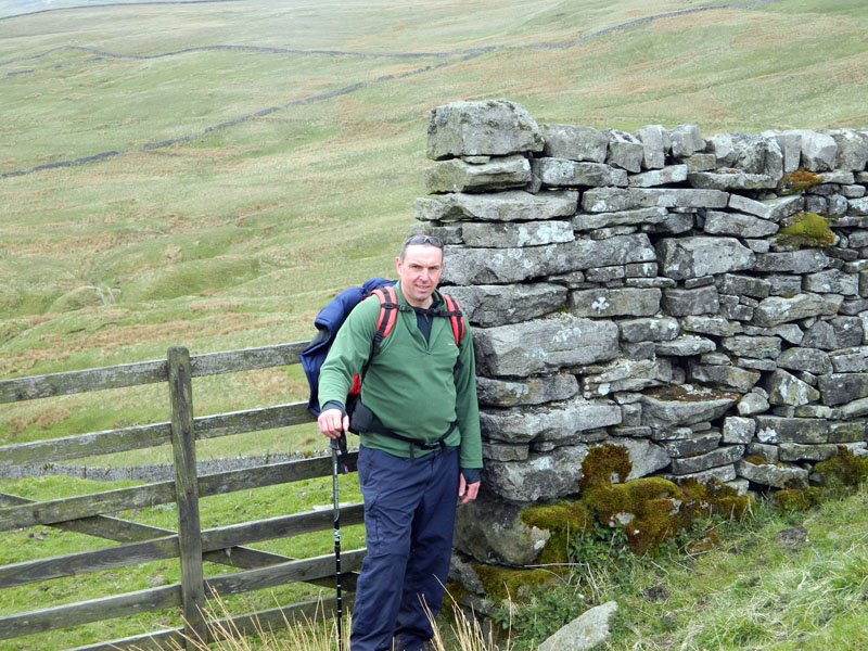 Great Whernside - now thats a wall end! Our chairman standing at 6ft 4in is towered by this great construction (Molly Pridmore)