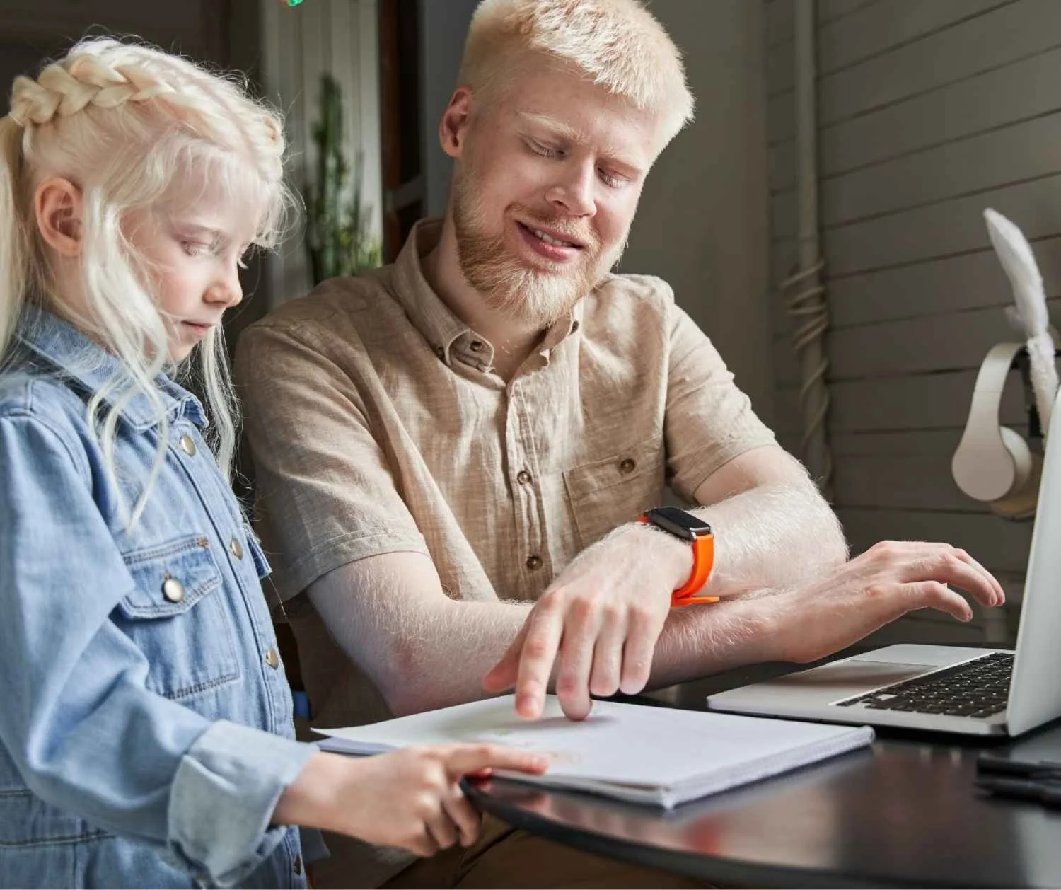 Girl waits for her father to finish talking