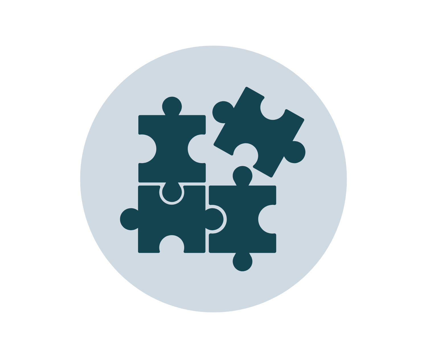 Icon of four interlocking puzzle pieces inside a circle