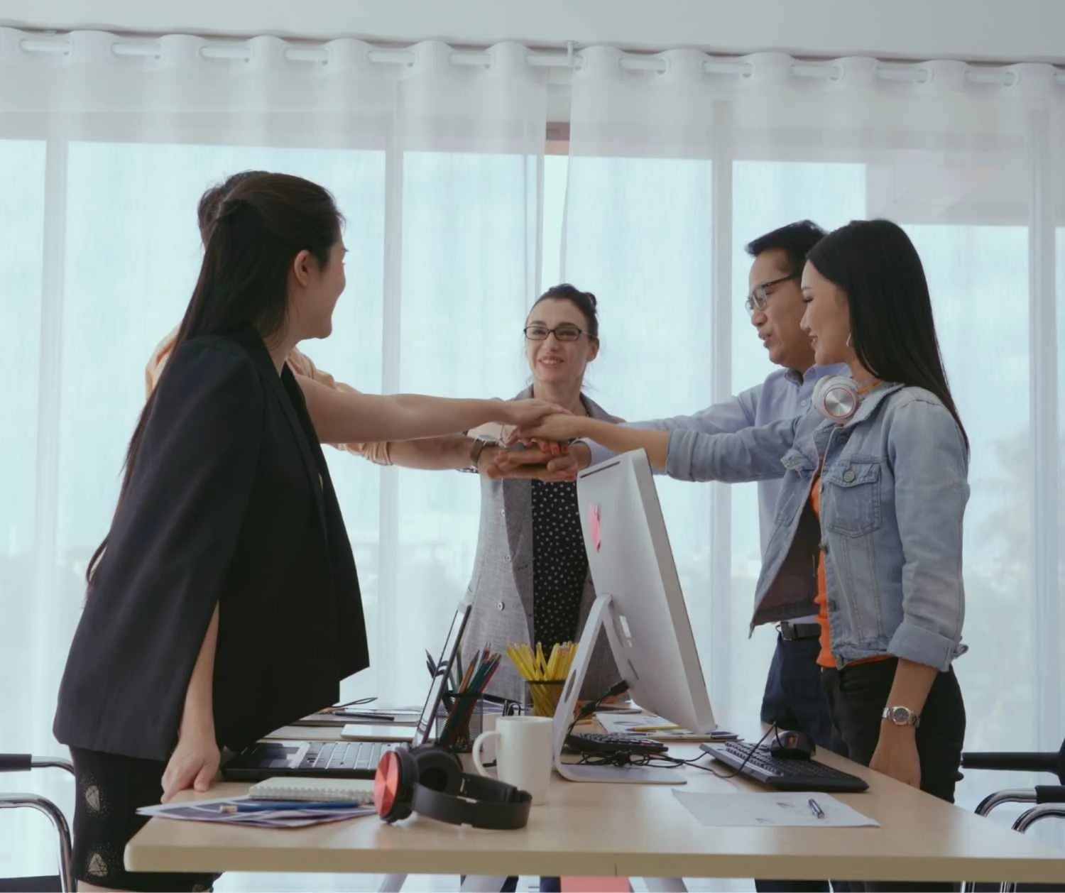 woman manager giving a team member instructions