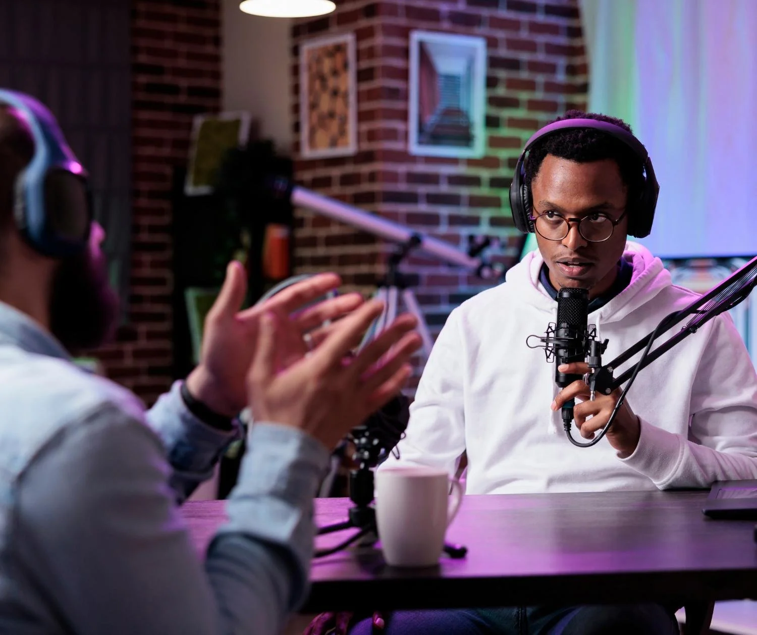 Two men recording in a studio