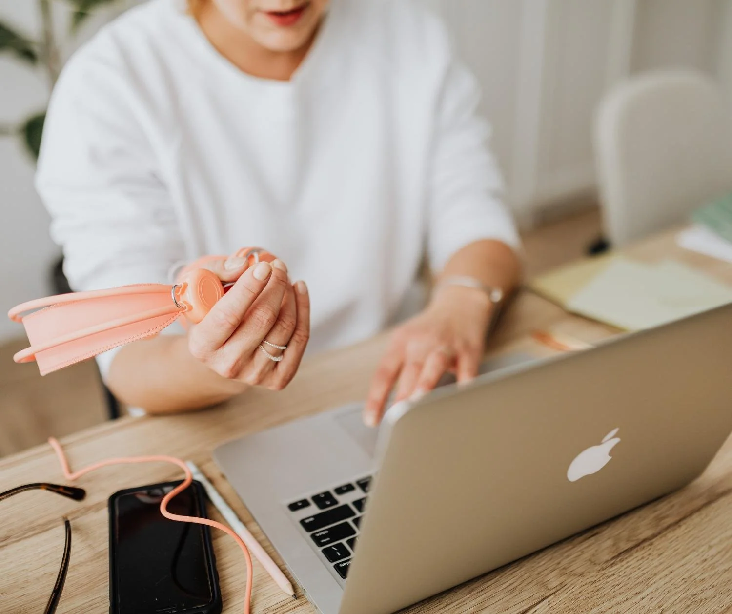 Person working at a laptop at home