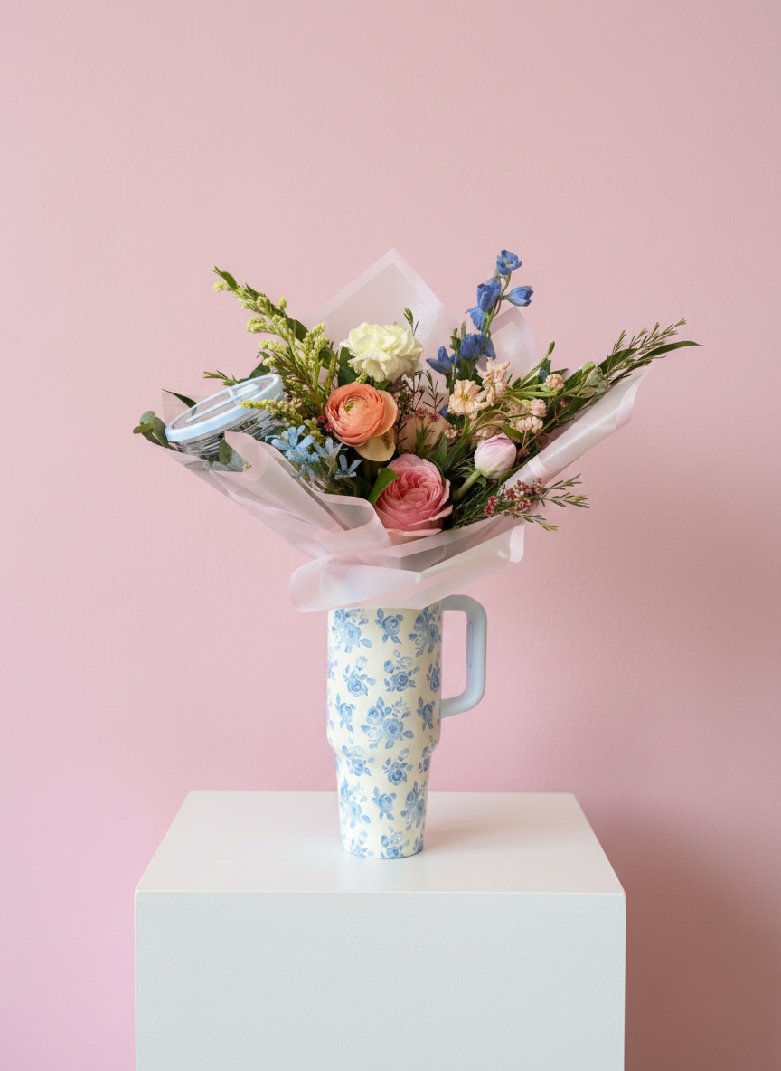 Tumbler & Flower Bouquet Bundle