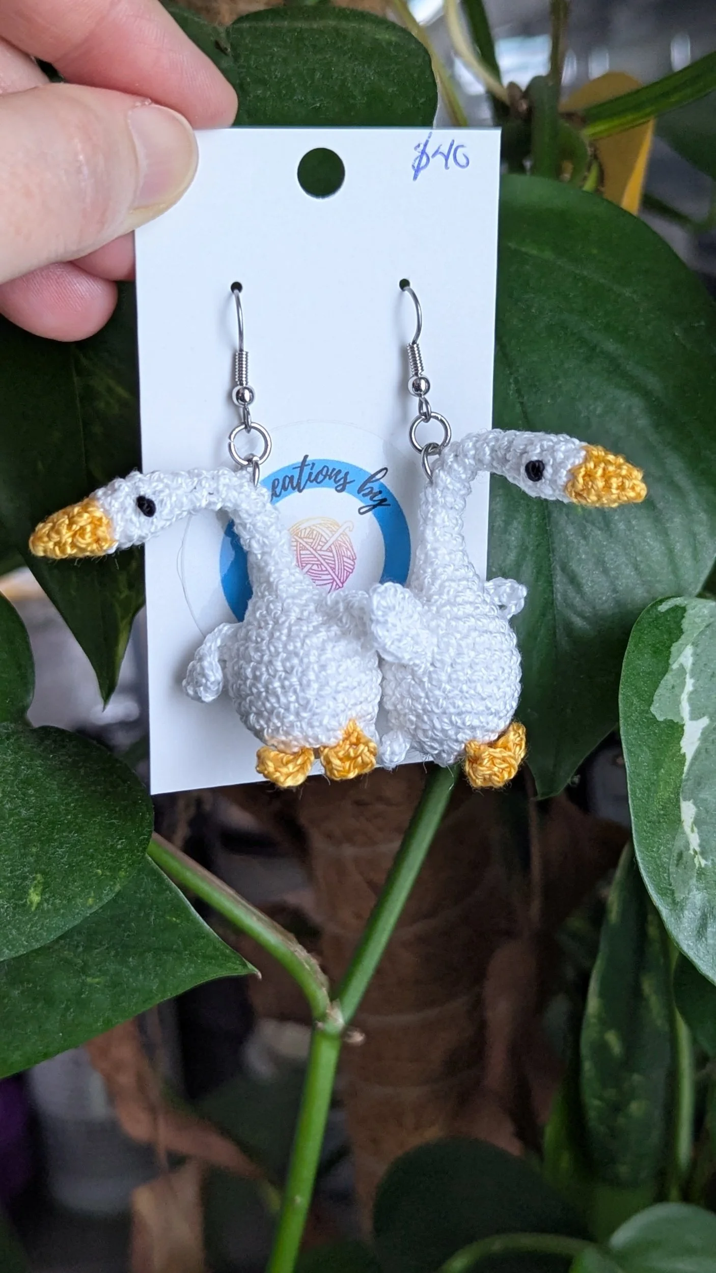 Quirky Crochet Geese Earrings