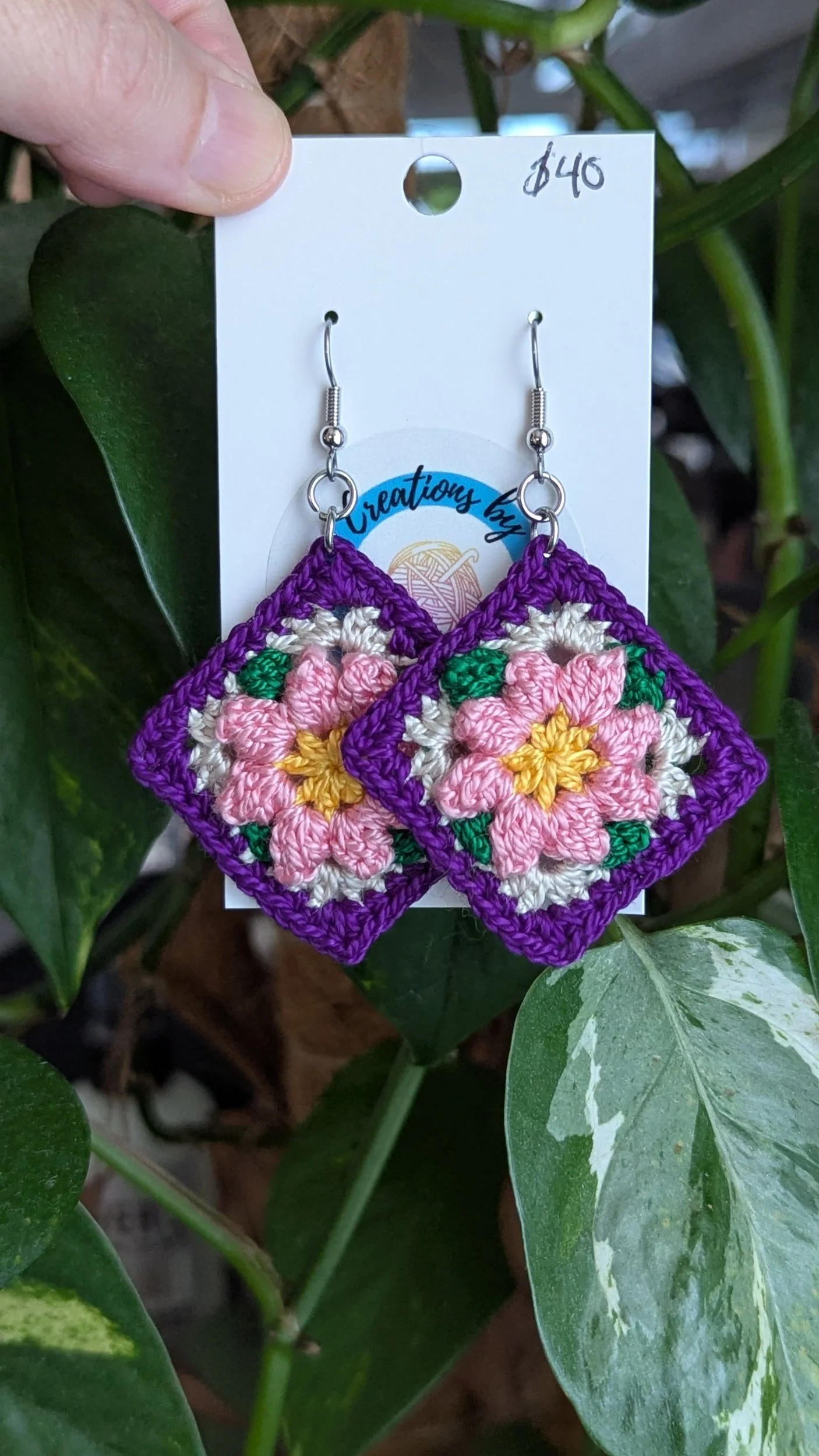 Spring Flower Square Earrings